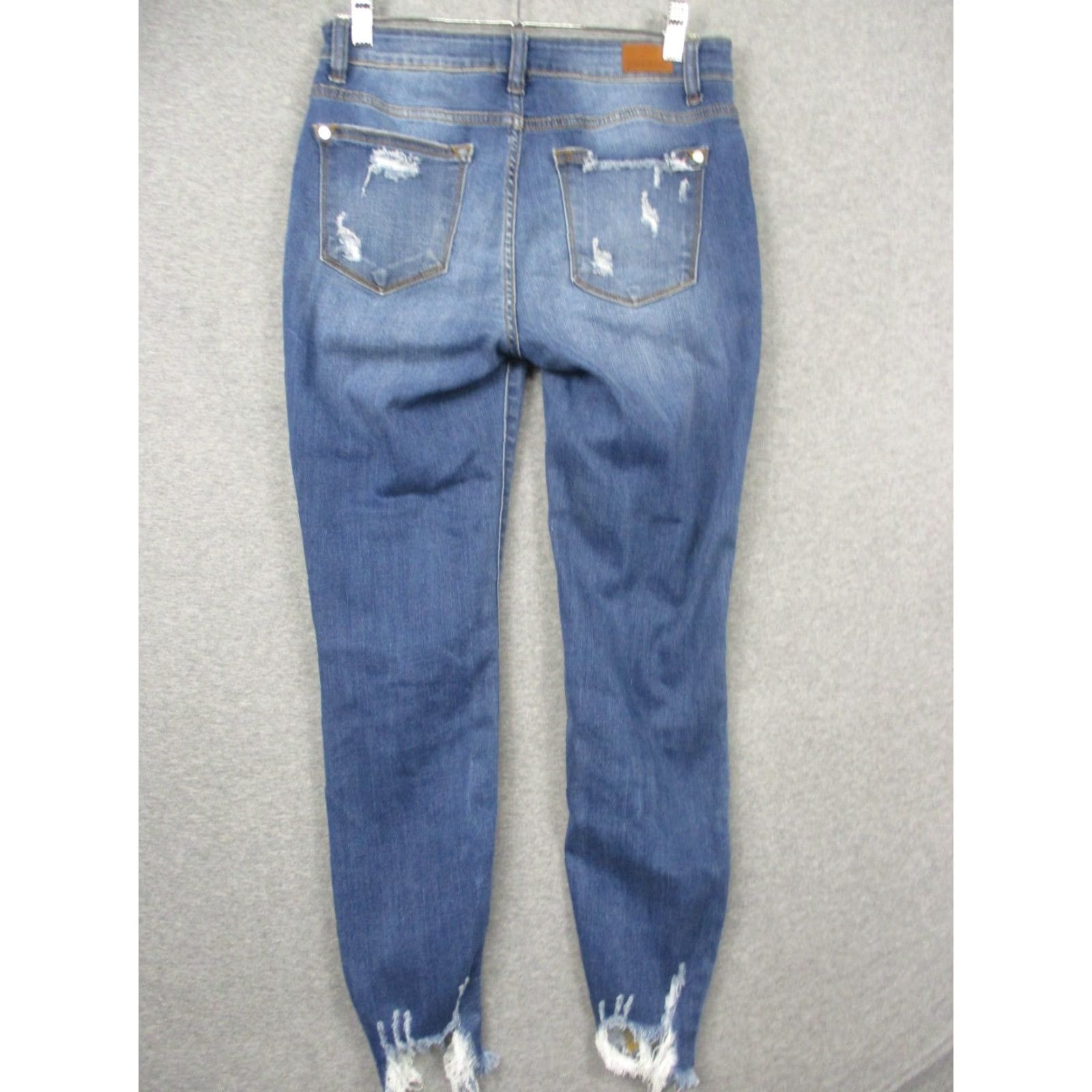 Vintage Judy Blue Jeans Cropped Distressed Stretch Comfort Sz 7/28 Blue Denim Regular 5-Pocket Womens Jeans Size 28" / US 6 / IT 42 - 4 Thumbnail