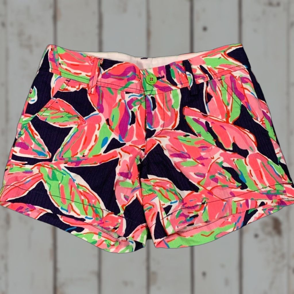 Lilly Pulitzer Lilly Pulitzer Bermuda Women 00 Multicolor Short Leaf Pattern Callahan Short 00 Size 24" / US 00 / IT 34 - 1 Thumbnail