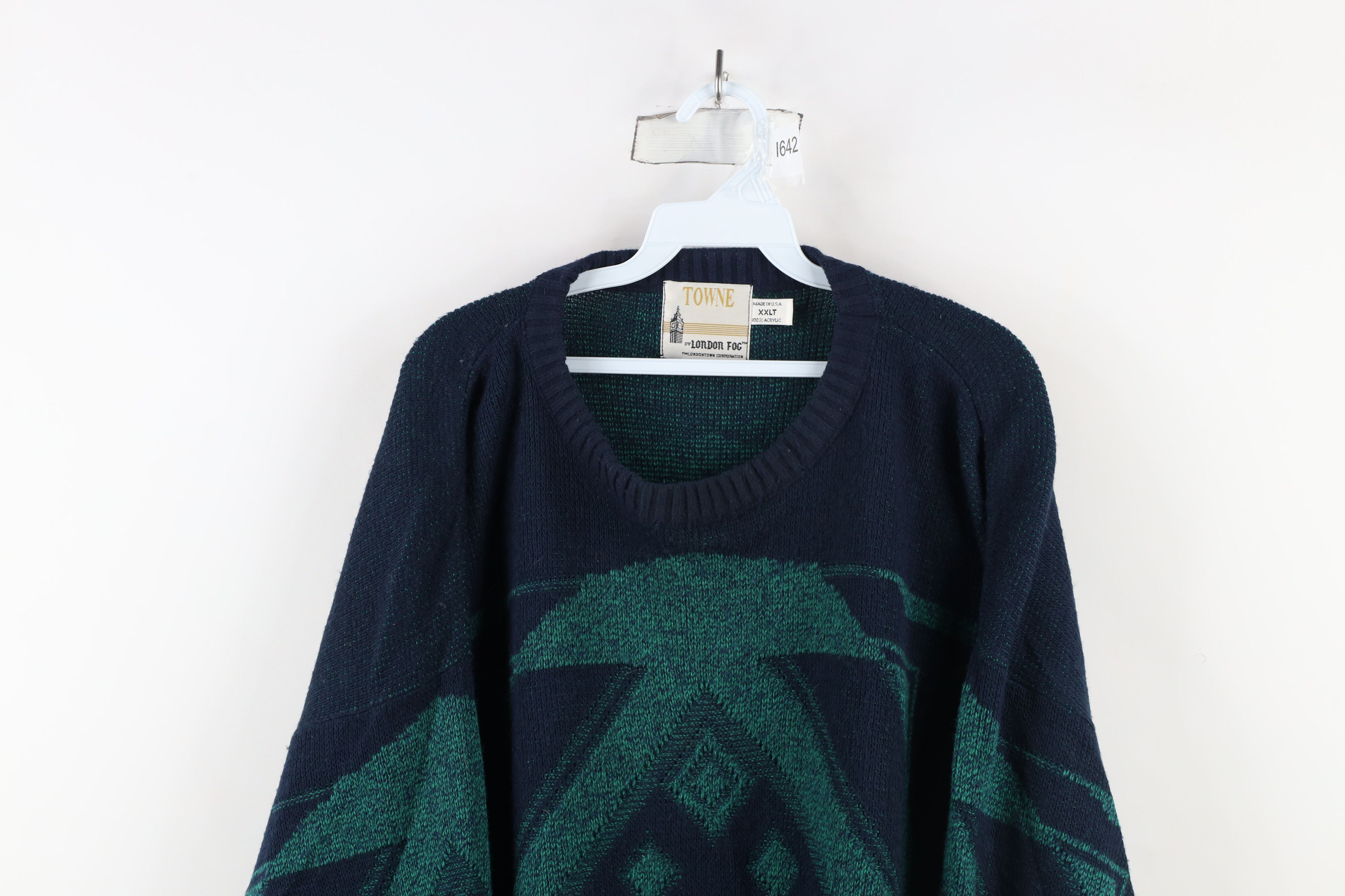 Vintage Vintage 90s Streetwear Geometric Knit Grandpa Sweater USA Size US XXL / EU 58 / 5 - 2 Thumbnail