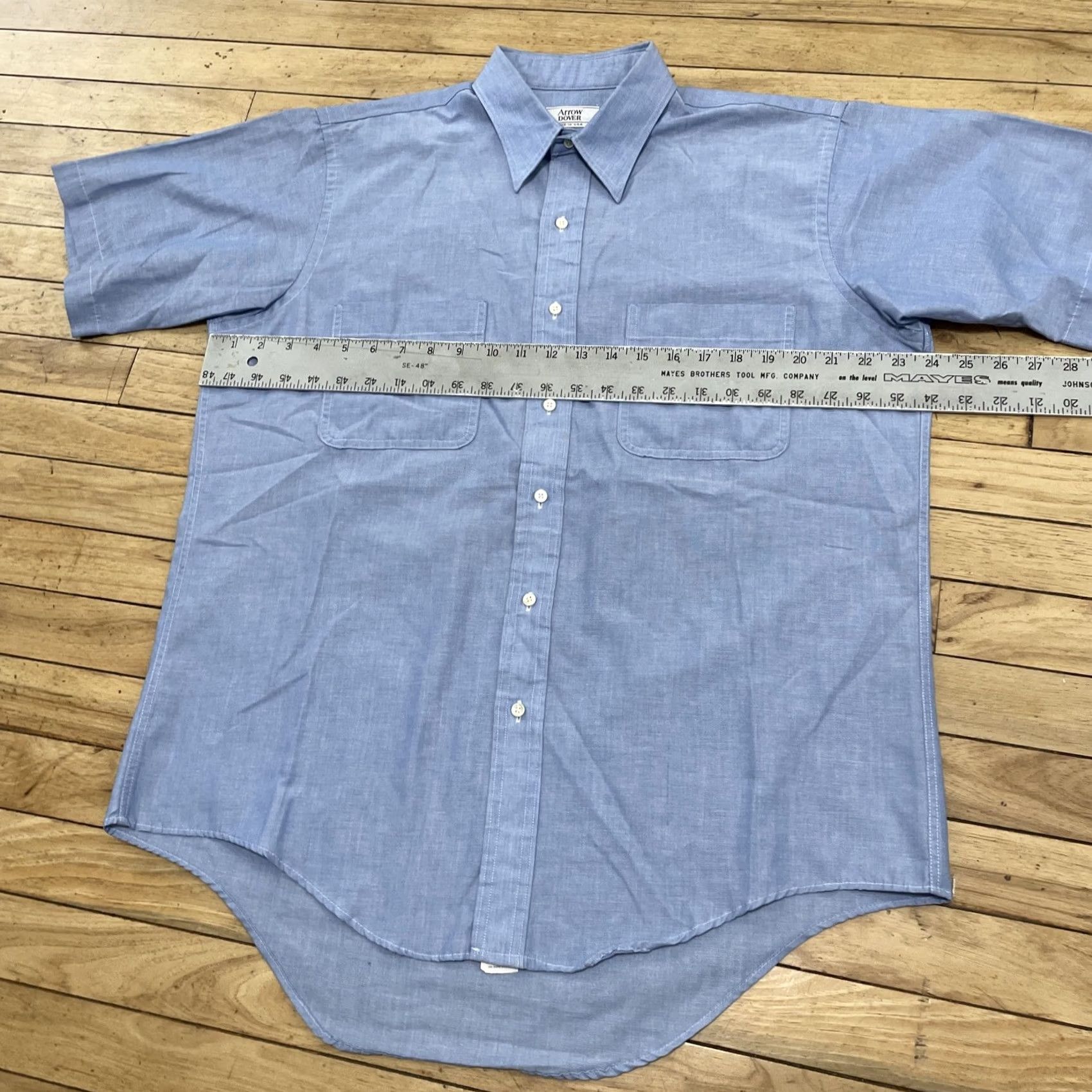 Arrow VINTAGE Arrow Dover Shirt Men 16 Tall Blue Button-Down Short Sleeve USA Made Striped 90s Oxford Casual Size US L / EU 52-54 / 3 - 7 Thumbnail