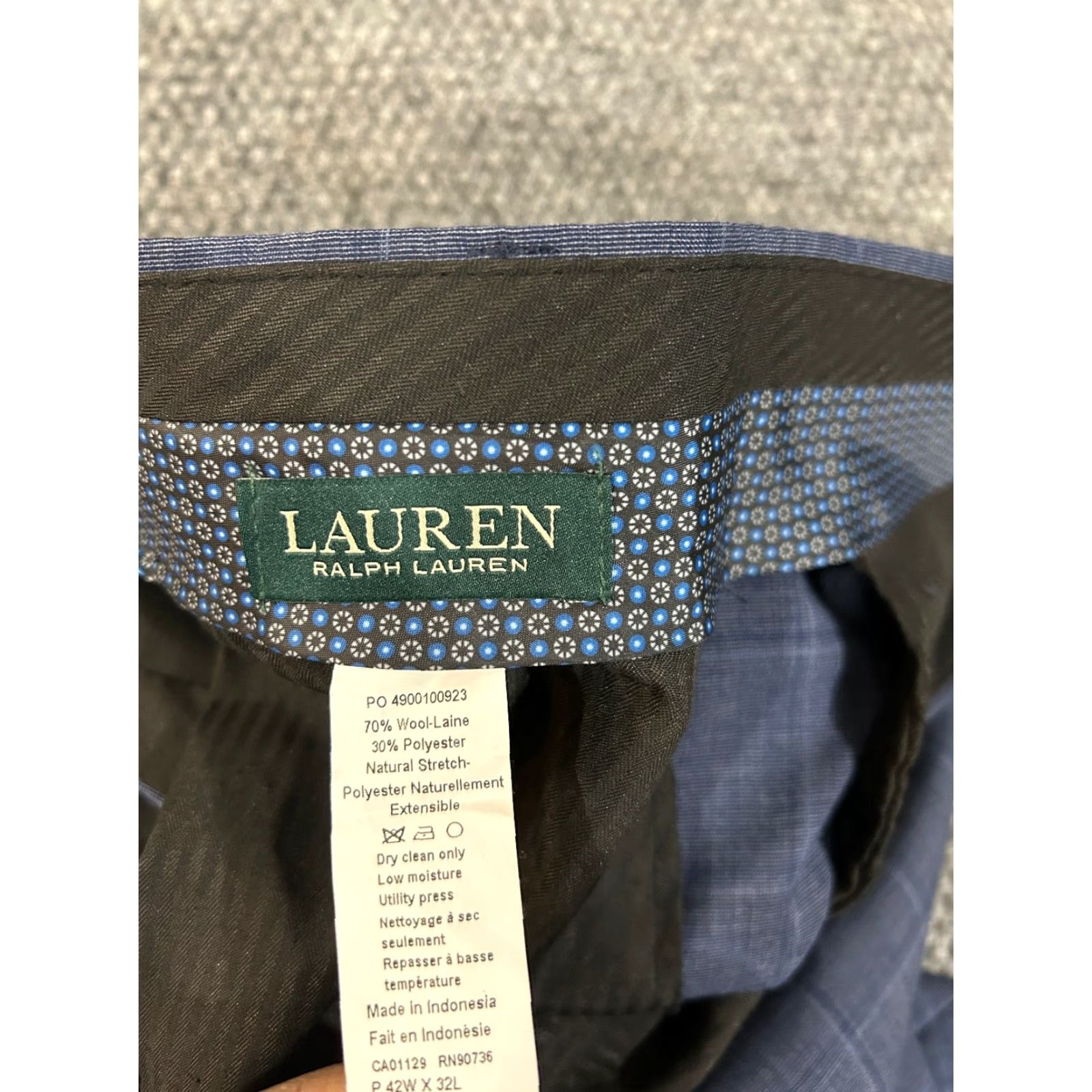 Ralph Lauren Lauren Ralph Lauren Dress Pants Mens 42x32 Blue Wool Polyester Slacks Plaid Business Formal Classic Straight Front Zip Pocket Mens Size US 42 / EU 58 - 5 Thumbnail