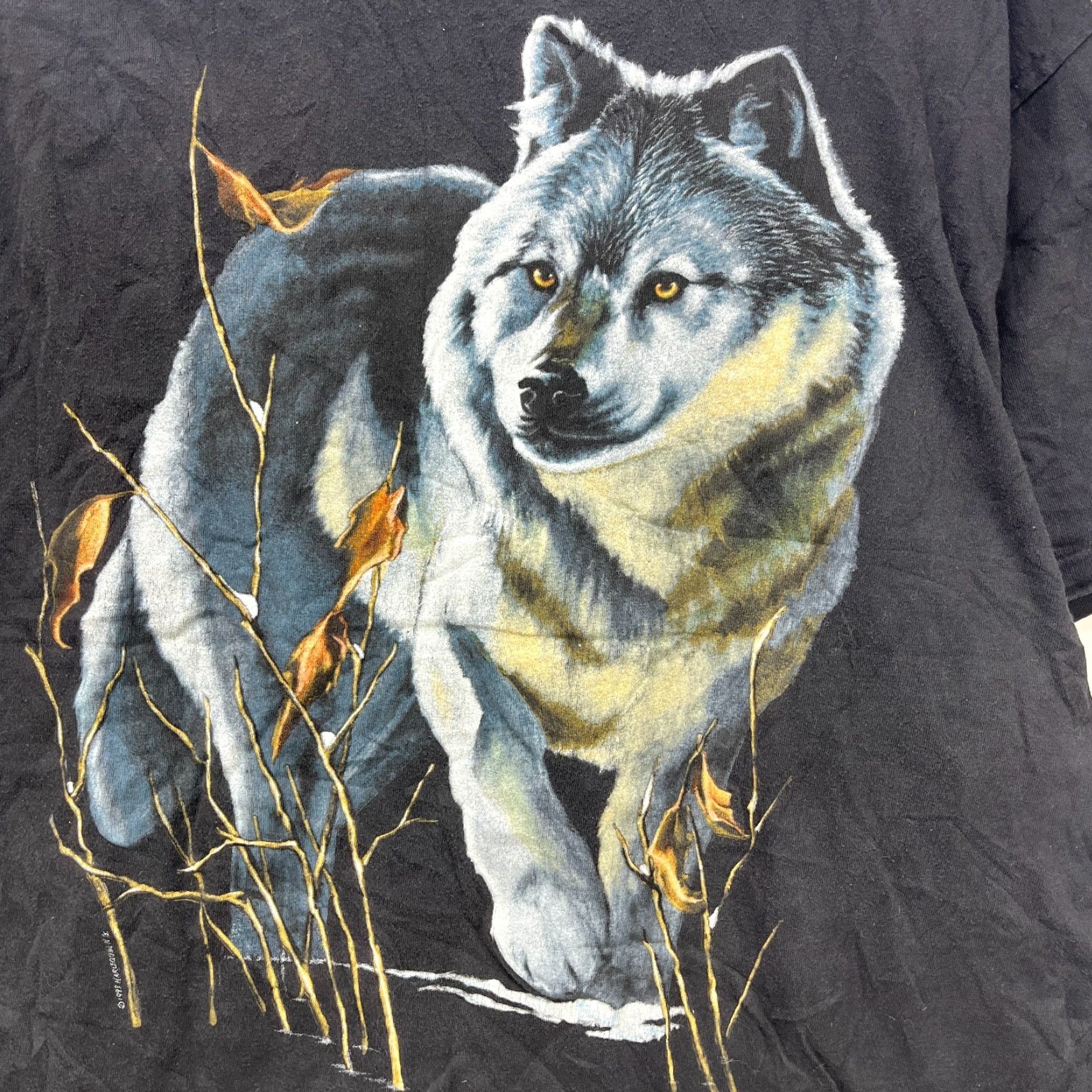Vintage VINTAGE Wolf Animal Nature Dog Scene T-Shirt XL Men Black 90s Size US XL / EU 56 / 4 - 2 Thumbnail