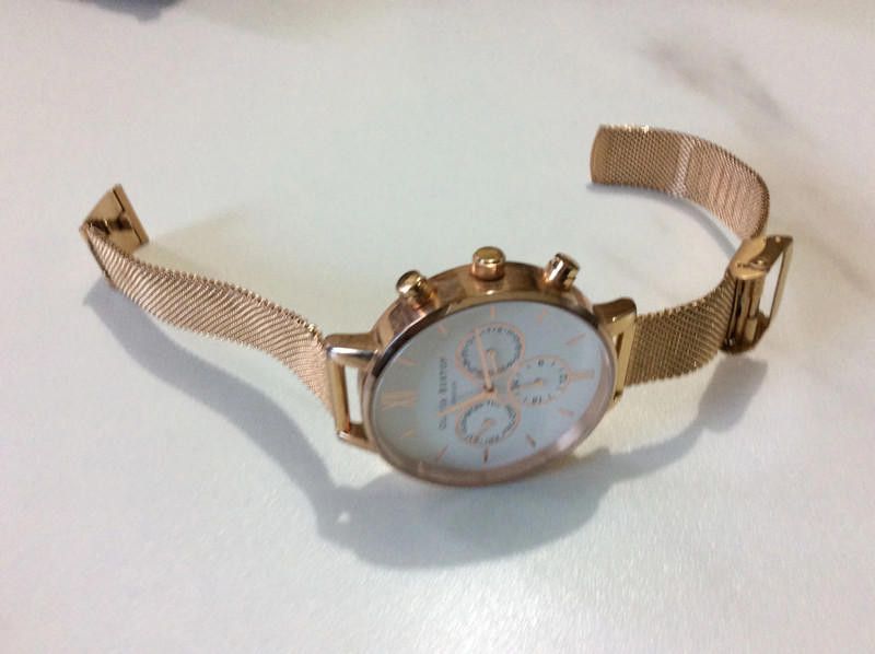Designer Olivia white dial rose gold mesh bracelet watch Size ONE SIZE - 2 Thumbnail