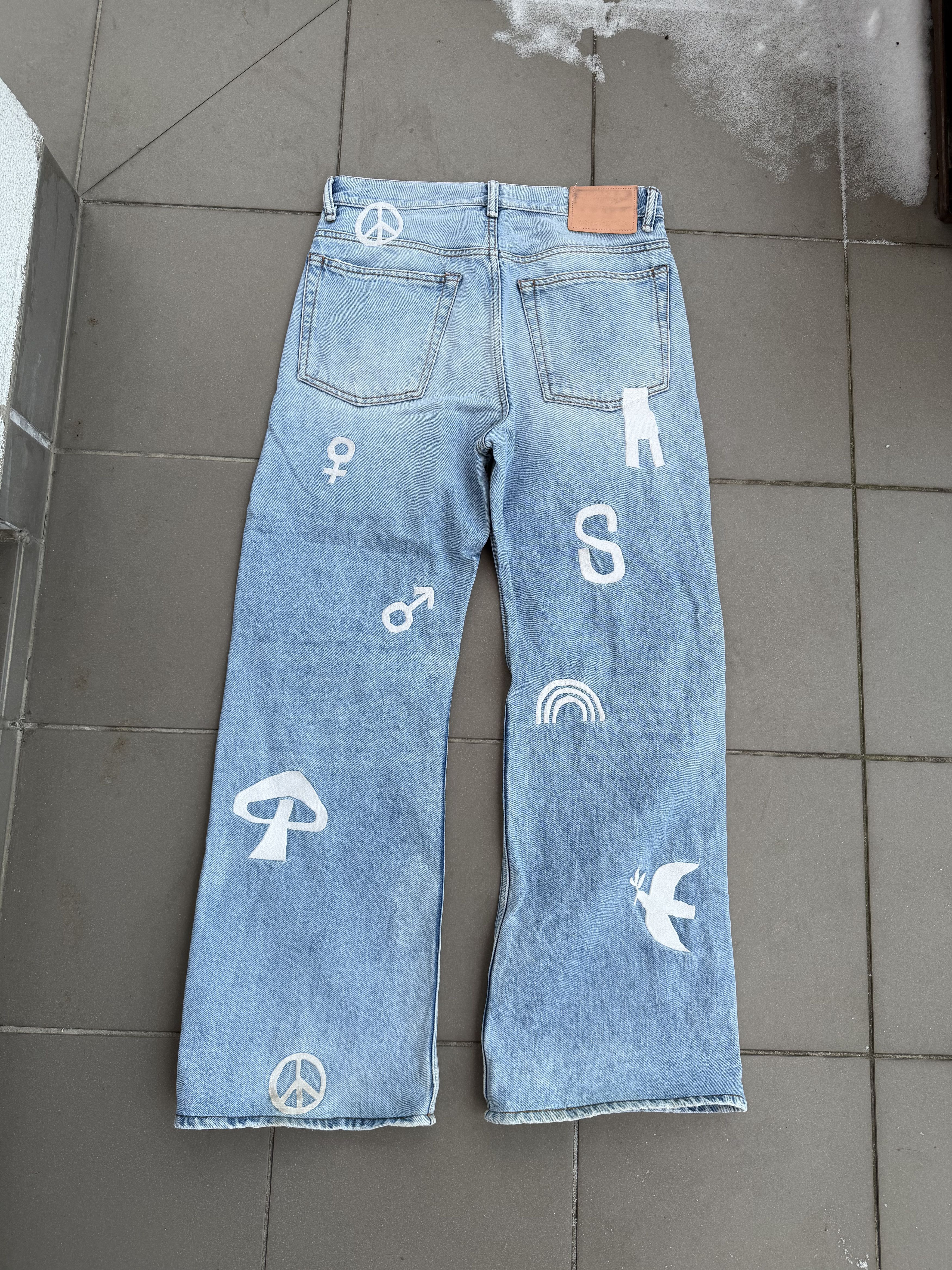Acne Studios Acne Studios 2021M Light Blue Embroidery hippie denim jeans Size US 29 - 2 Thumbnail