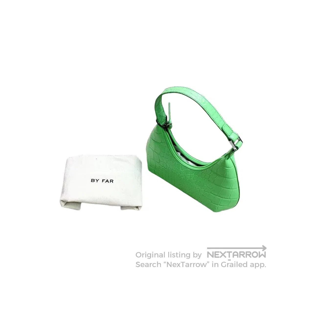 By Far Green Crocodile-Embossed Handle Bag|, Women's