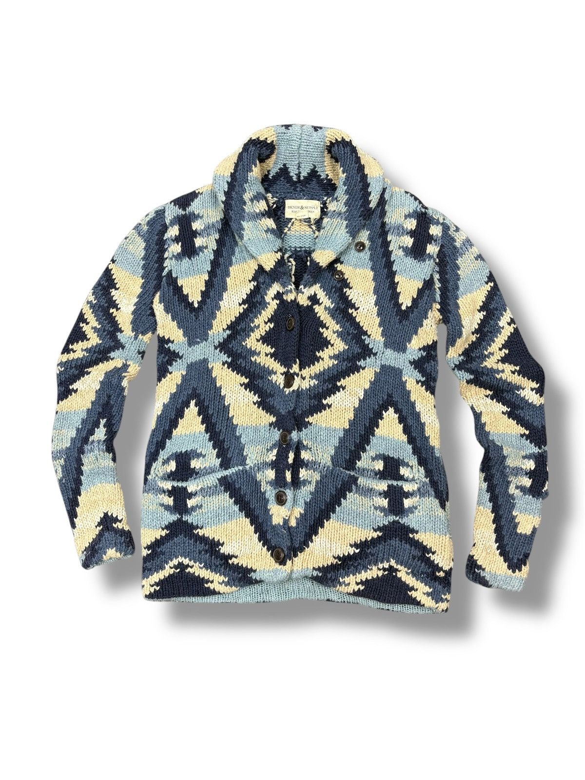 Denim Supply Ralph Lauren Sweater Shawl Collar Native Navajo