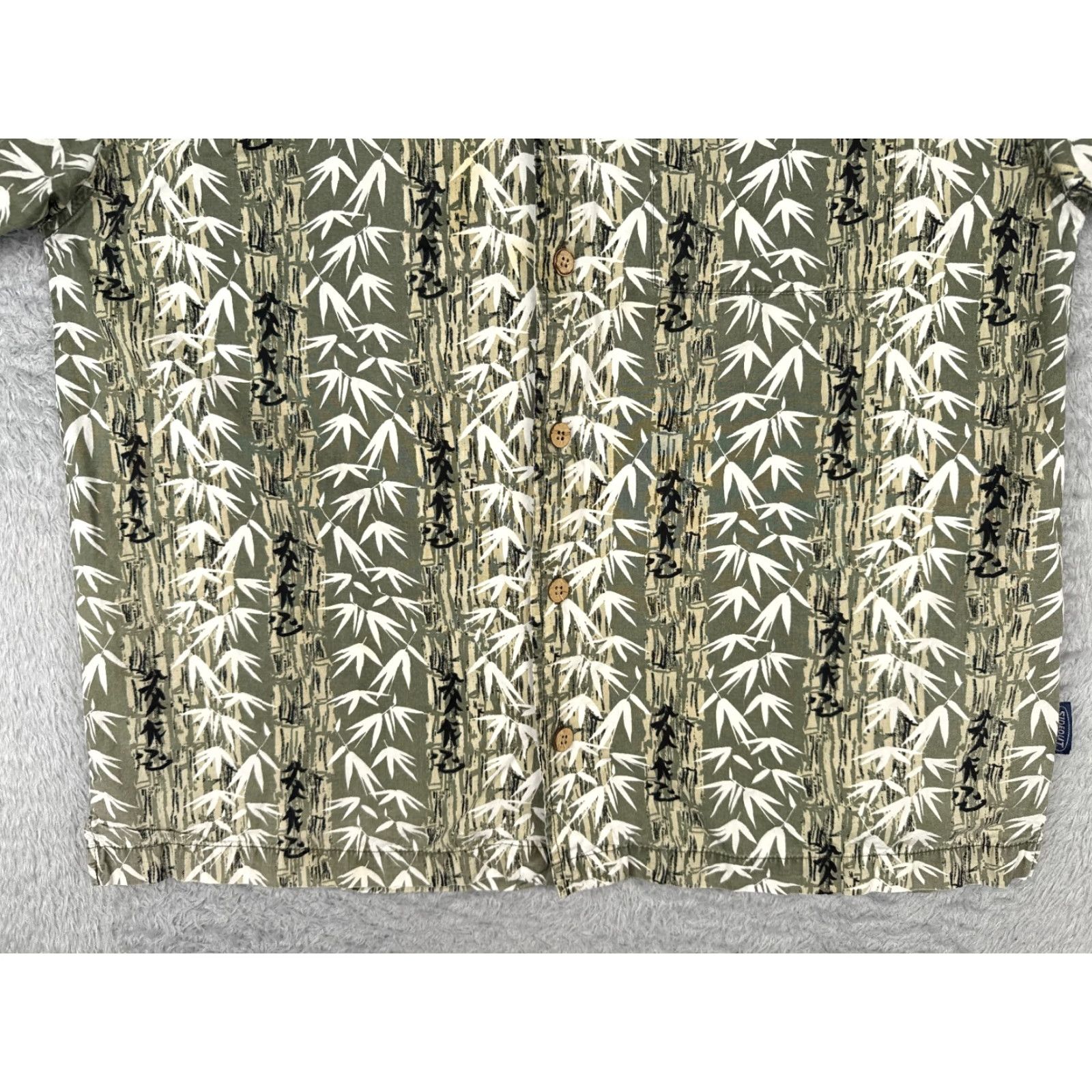 Sideout Sideout Shirt Mens Large Green White Bamboo Tree Leaf Rayon Blend Hawaiian Size US L / EU 52-54 / 3 - 5 Thumbnail