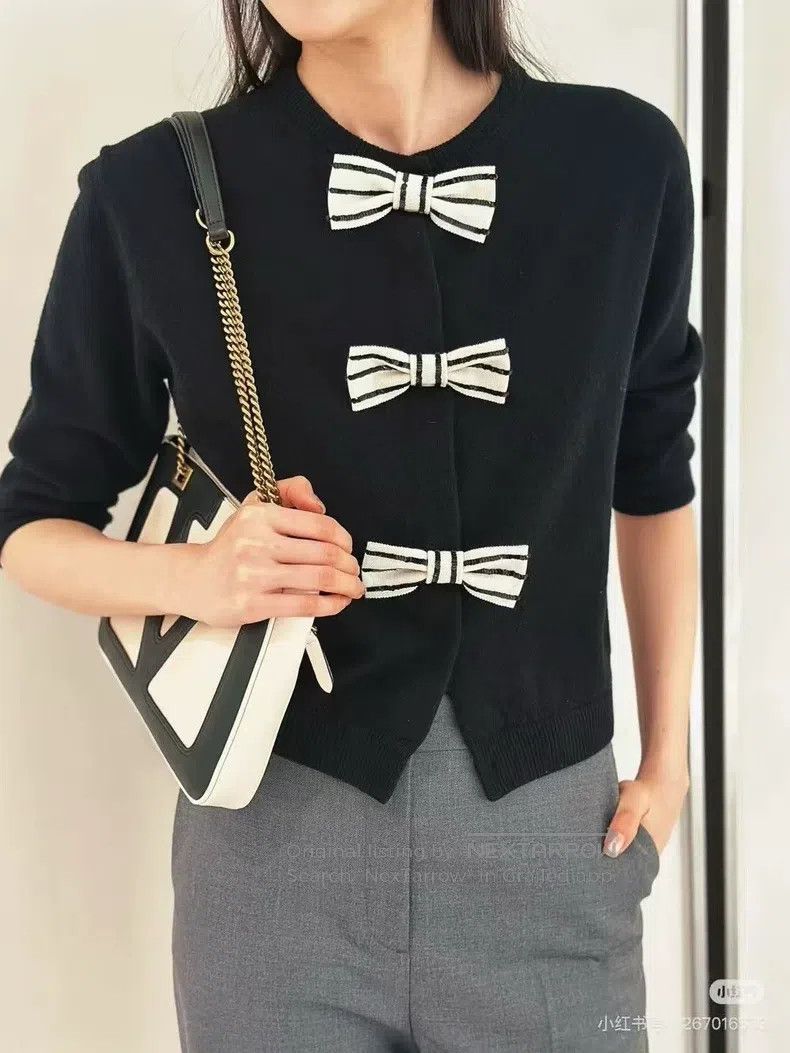 Valentino Valentino A black bow knitted cardigan Size M / US 6-8 / IT 42-44 - 8 Thumbnail