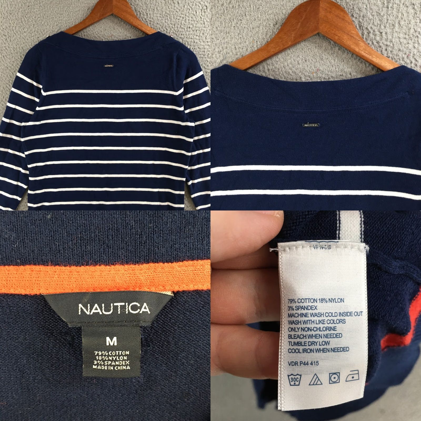 Nautica Nautica Sweater Womens M Navy Blue White Striped Crewneck Pullover Long Sleeve Size M / US 6-8 / IT 42-44 - 8 Thumbnail