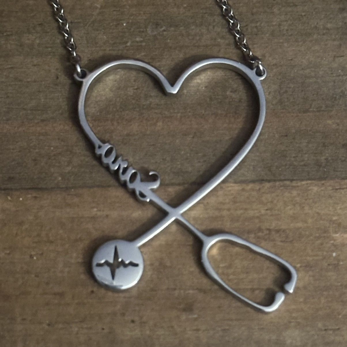 Other Silver tone name Sara stethoscope heart necklace Size ONE SIZE - 4 Thumbnail