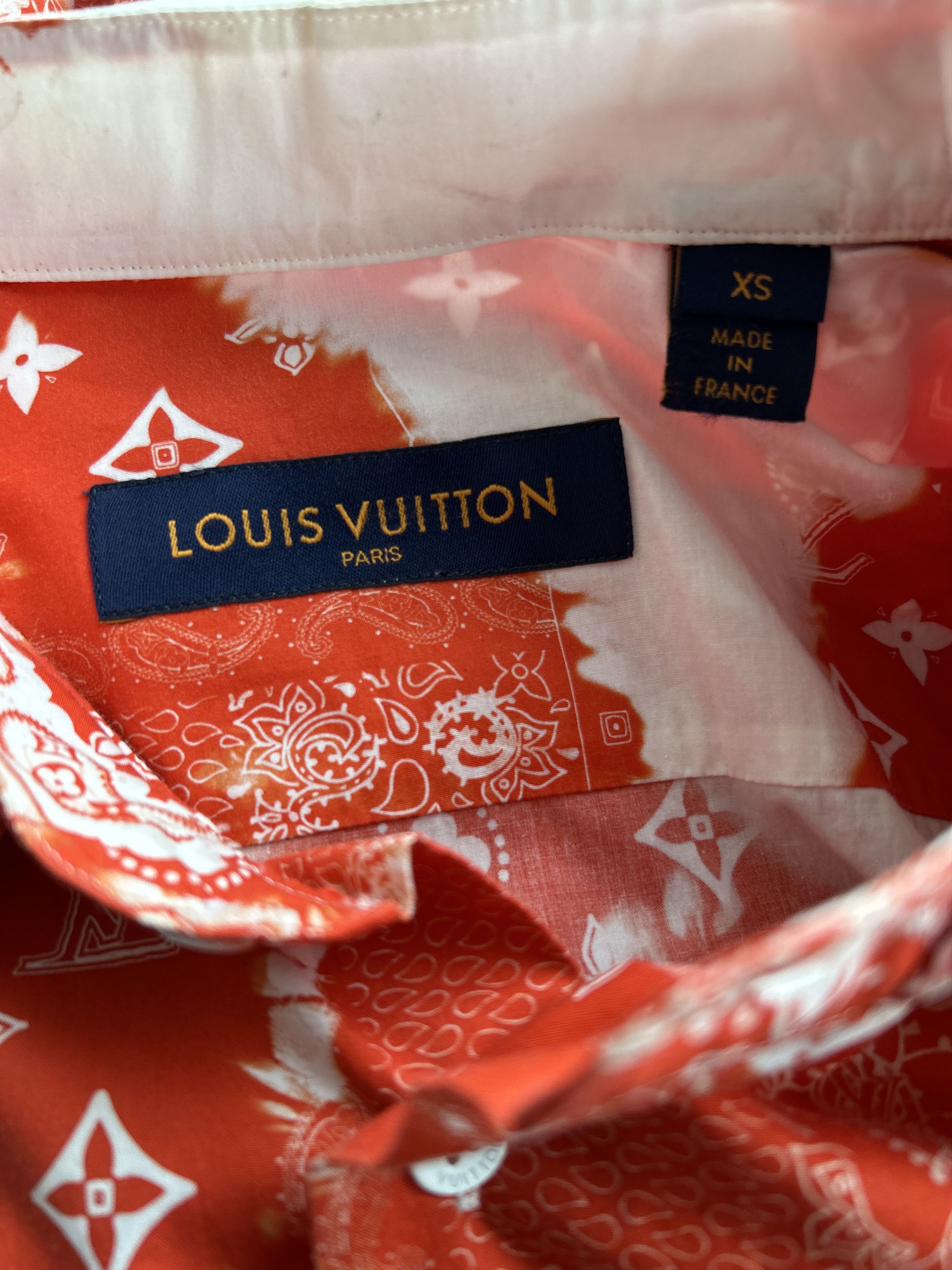 Louis Vuitton Red Bandana Bleached Short Sleeve Button Up Shirt Size US XS / EU 42 / 0 - 3 Thumbnail