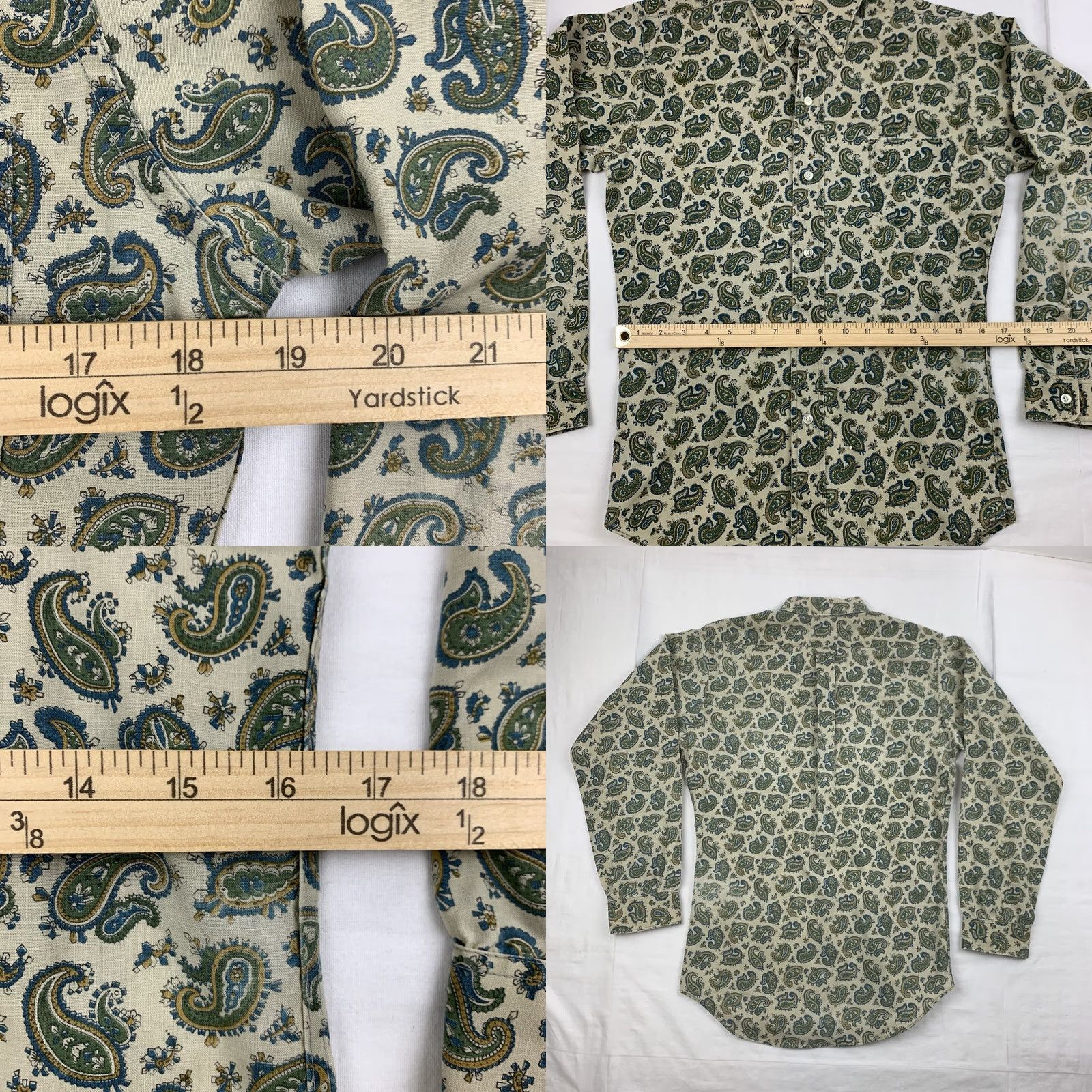 Vintage VINTAGE Archdale Button Up Shirt Womens 16 Green Paisley 1950s 1960s Collared Shirt Size XXL / US 16-18 / IT 52-54 - 8 Thumbnail