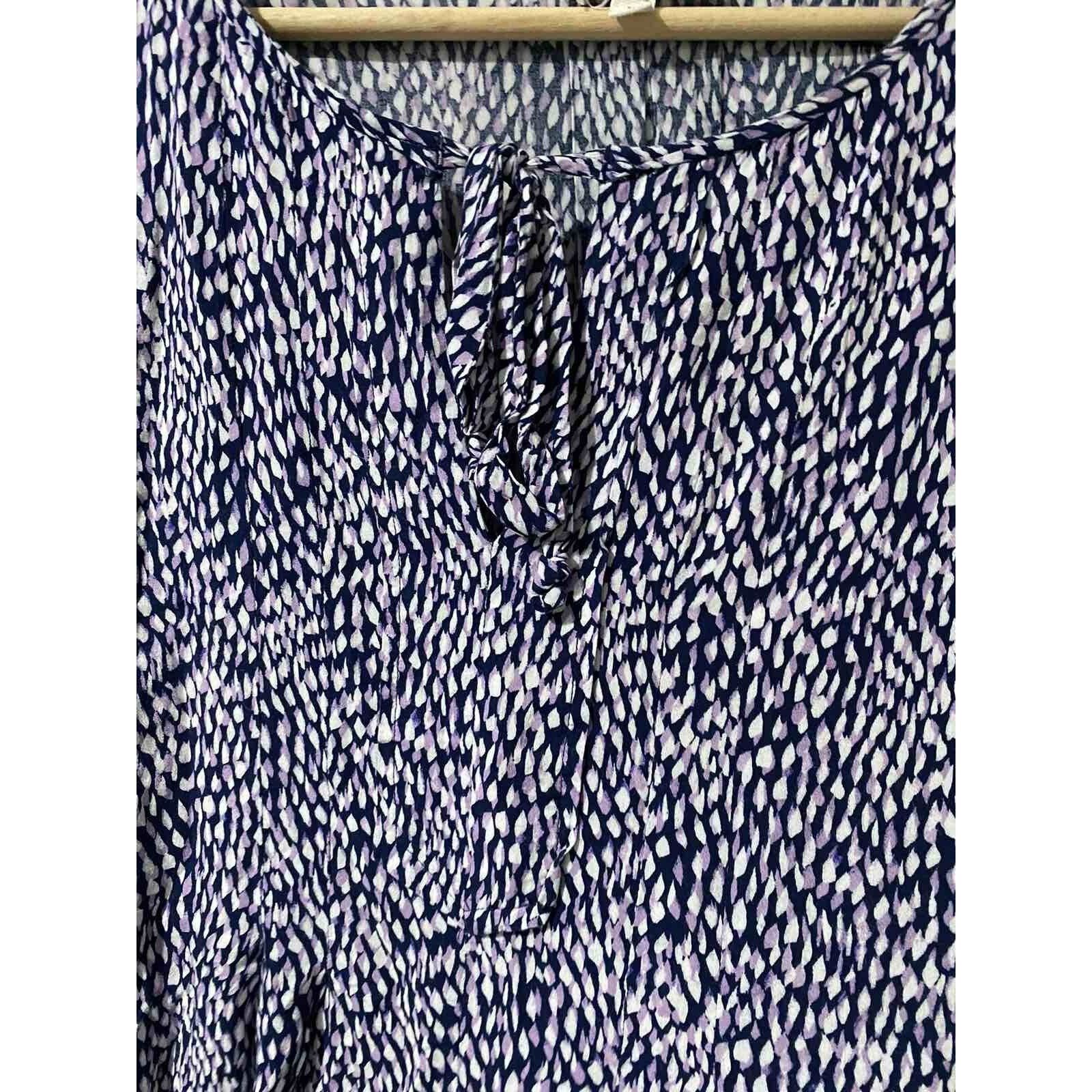 Vince Camuto Two By Vince 1X Purple Tie Neck Blouse Long Sleeve A003295 Size XL / US 12-14 / IT 48-50 - 6 Thumbnail