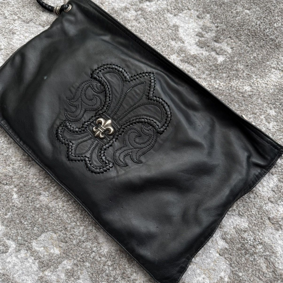 Chrome Hearts Chrome Hearts Black Fleur Leather Pouch Size ONE SIZE - 2 Thumbnail