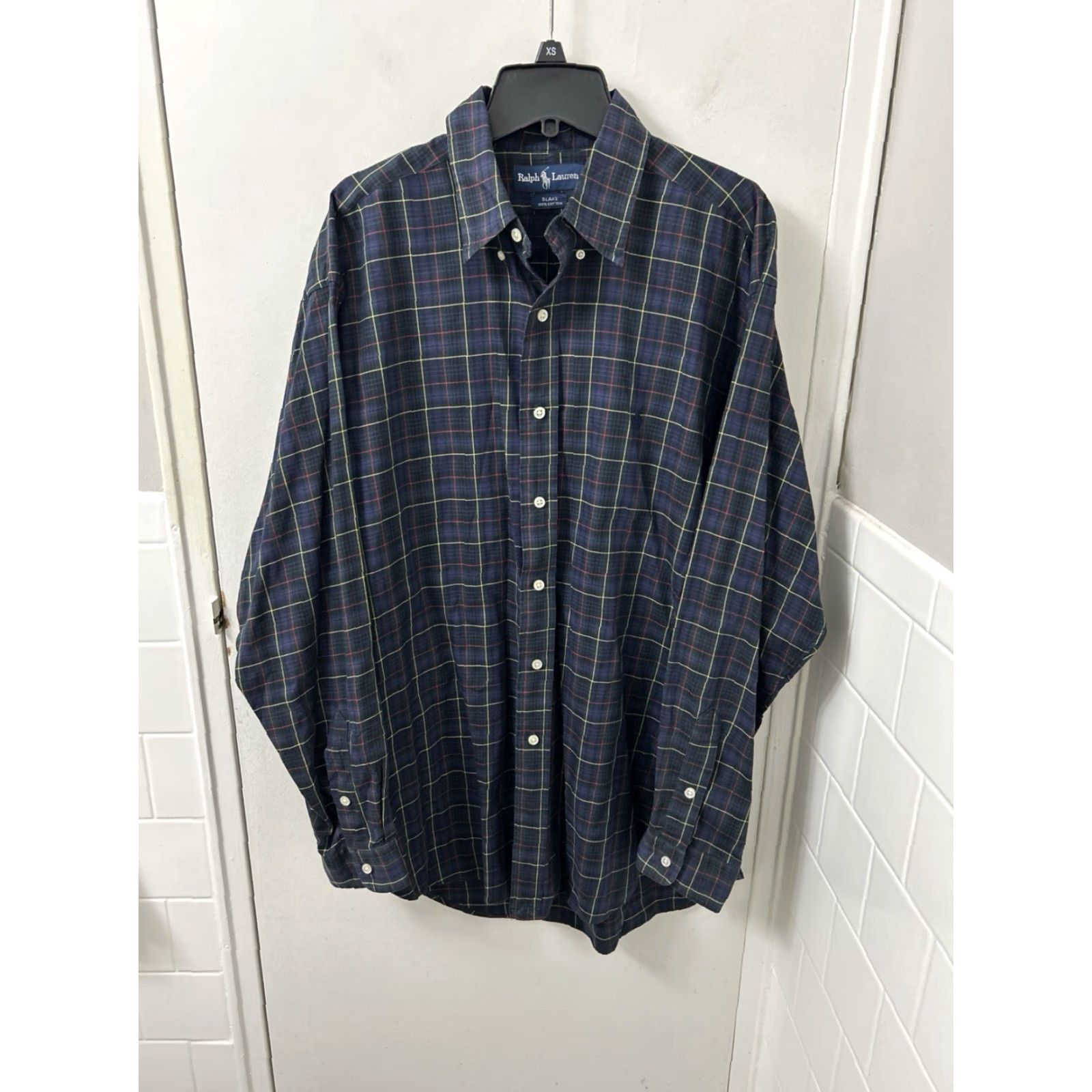 Ralph Lauren VINTAGE Ralph Lauren Blake Shirt Mens Large Navy Blue Plaid Cotton Button Down L/S Size US L / EU 52-54 / 3 - 2 Thumbnail