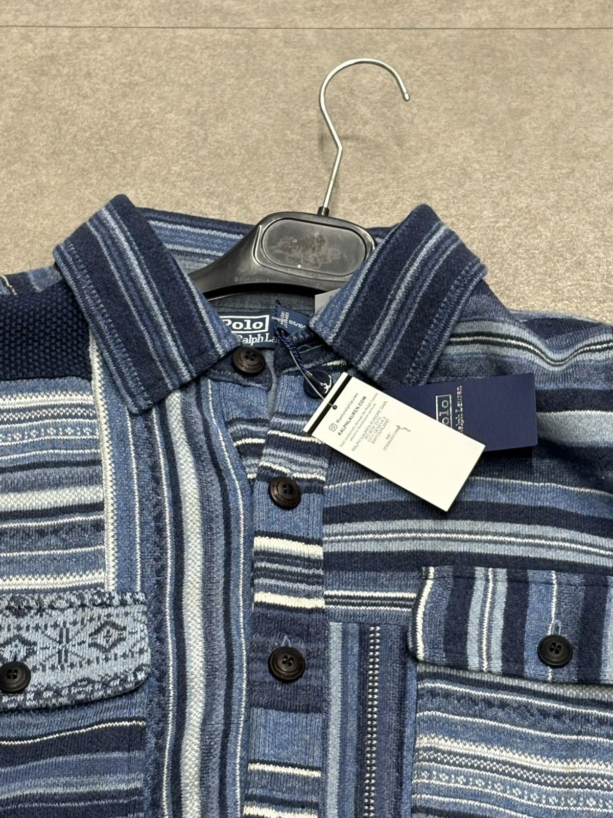 Polo Ralph Lauren Blue Patchwork Workwear Cardigan Ralph Lauren XL Limited Size US XL / EU 56 / 4 - 4 Thumbnail