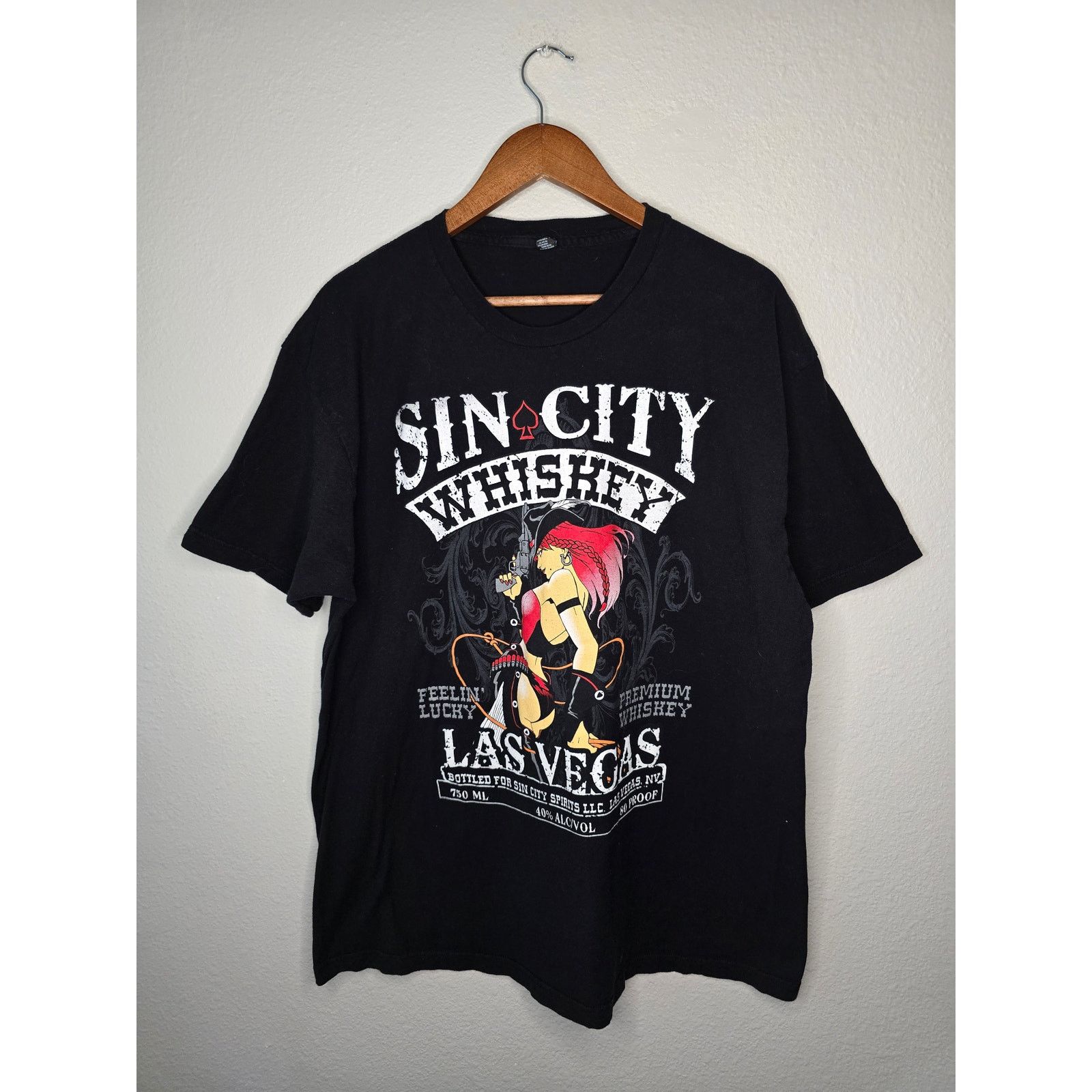 Tultex Las Vegas Shirt Sin City Whiskey Cowgirl Babe 2XL Black Tee Size US XXL / EU 58 / 5 - 1 Thumbnail