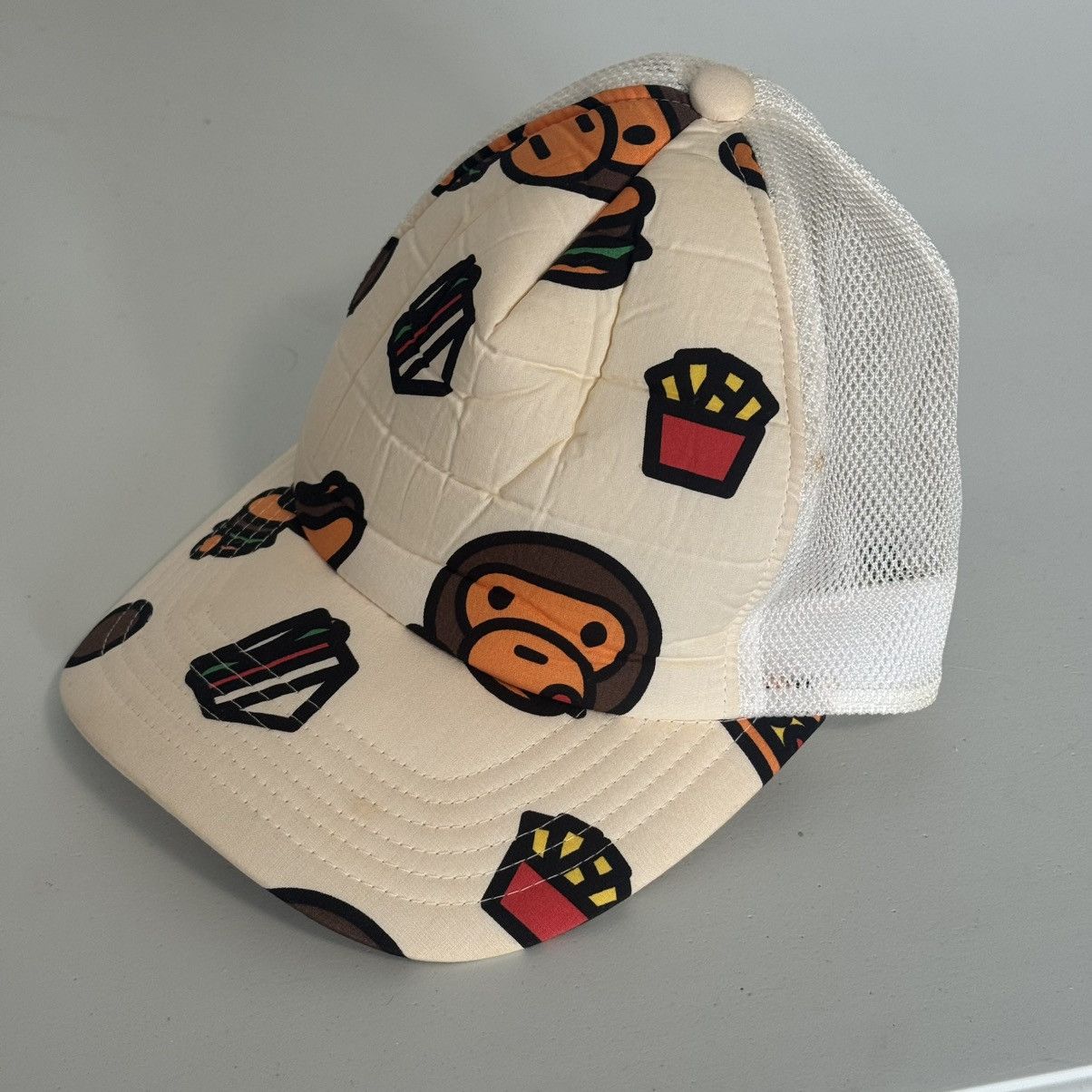 Bape A Bathing Ape x Stussy Yellow Camo Trucker Hat | Grailed