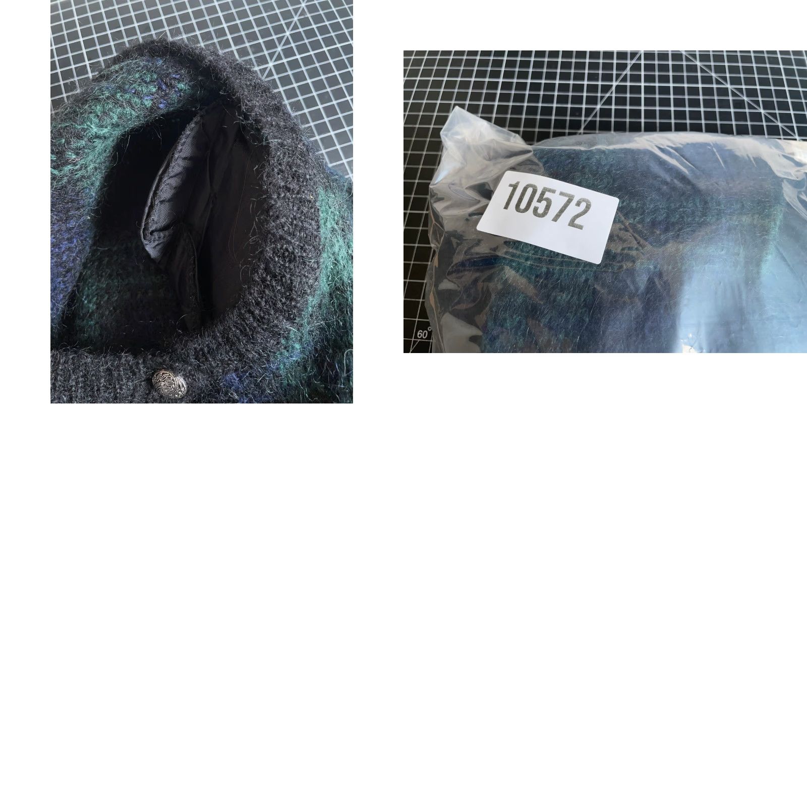 Swatch VINTAGE 90s Mohair Cardigan Women's Large Green Blue Black Watch Sweater Boxy Fit Size L / US 10 / IT 46 - 9 Thumbnail
