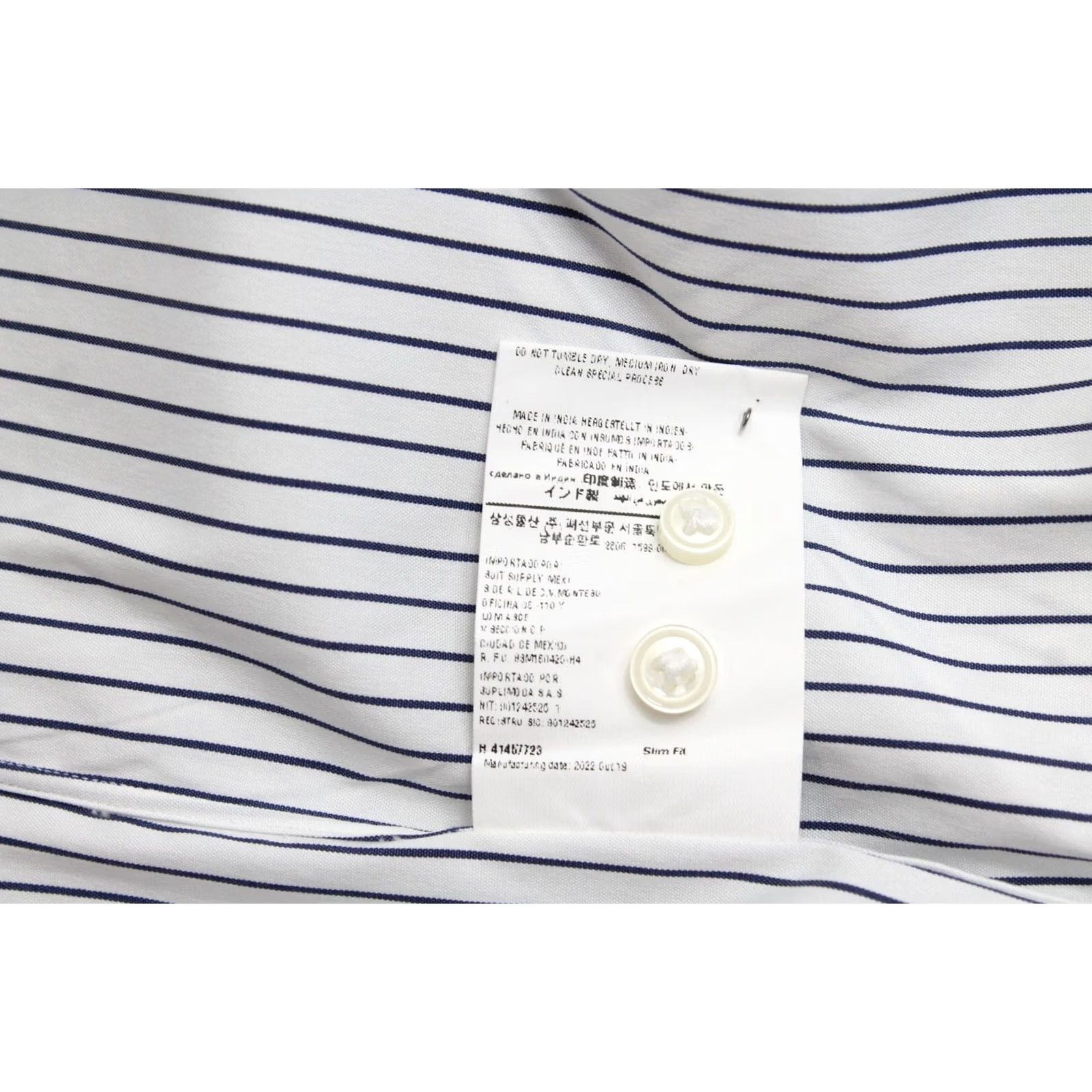 Suitsupply Suitsupply Slim Fit Formal Shirt Men's 3XL Button-Up Pinstriped Stretch White Dress Shirt Button-Up Formal, Business Mens 3XL White Size 48R - 3 Thumbnail