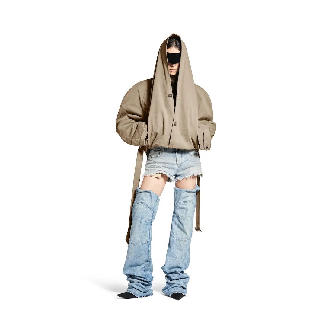 Balenciaga o1in1g0526 Flipped Hooded Trench Jacket in Dark Beige Size XL / US 12-14 / IT 48-50 - 2 Thumbnail