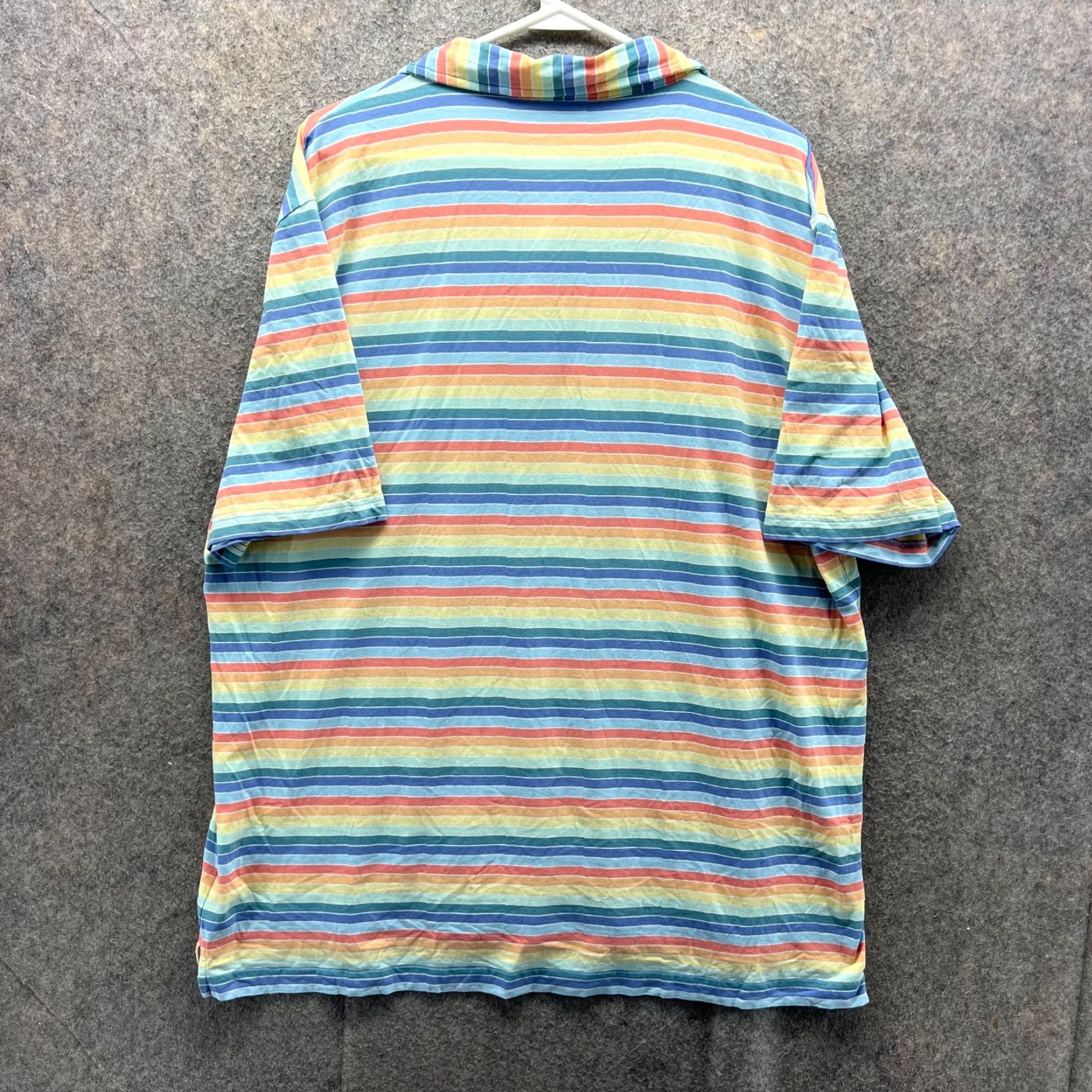 Peter Millar VINTAGE Peter Millar Polo Shirt Men XL Rainbow Cannon Beach Stripes Golf Logo Beach Pattern Short Sleeve Green 48in Chest Mens Size US L / EU 52-54 / 3 - 2 Thumbnail