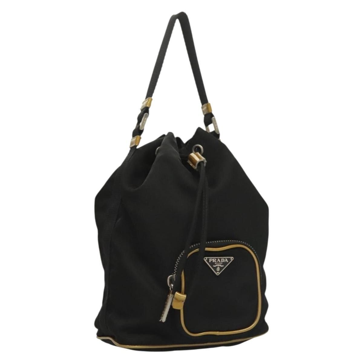 Prada PRADA Hand Bag Nylon Black Gold Size ONE SIZE - 1 Thumbnail