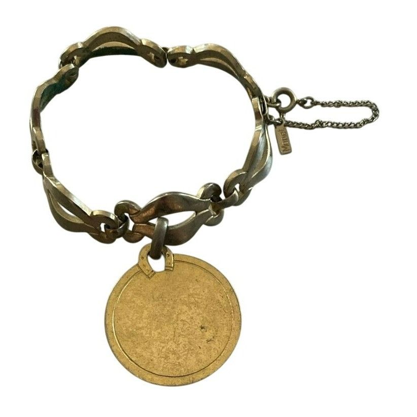 Monet Vintage Monet Gold-Tone Charm Bracelet With Large Round Pend Size ONE SIZE - 1 Thumbnail