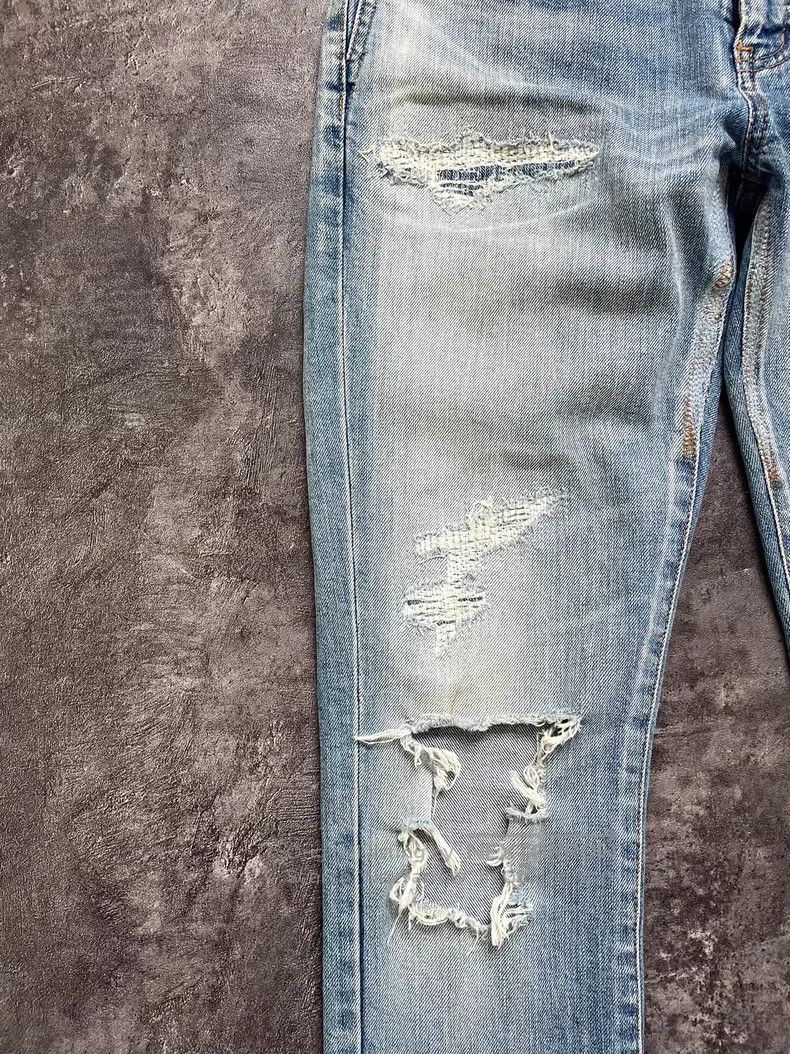 Saint Laurent Paris Saint Laurent Paris Ripped and Washed Denim Jeans Size US 27 - 3 Thumbnail