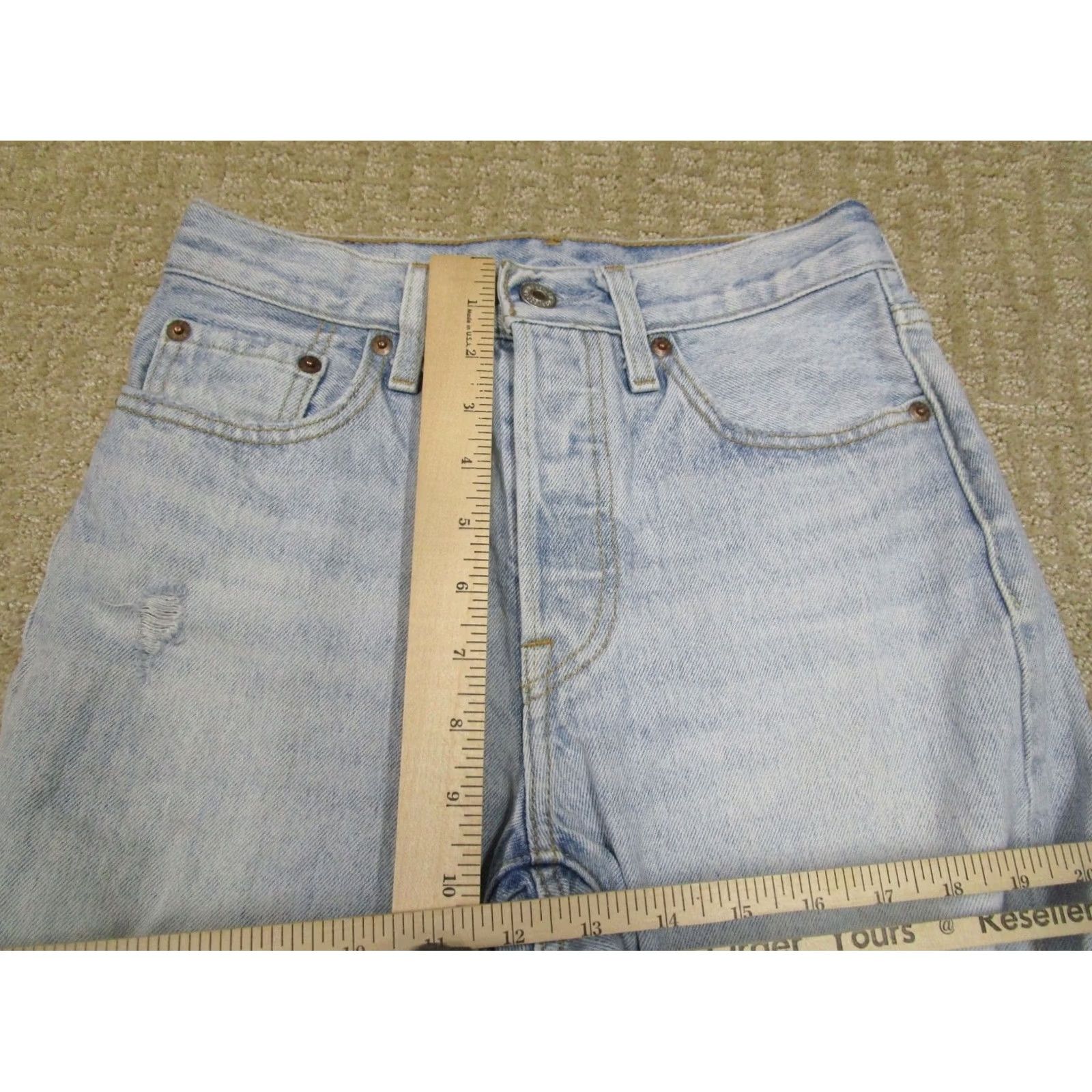 Levi's Levi's 501 Jeans Women 24 Blue Button Fly Distressed Light Wash Denim Straight Relaxed Pants 5-Pocket Logo Vintage? No Womens Size 42" / US 20 - 7 Thumbnail