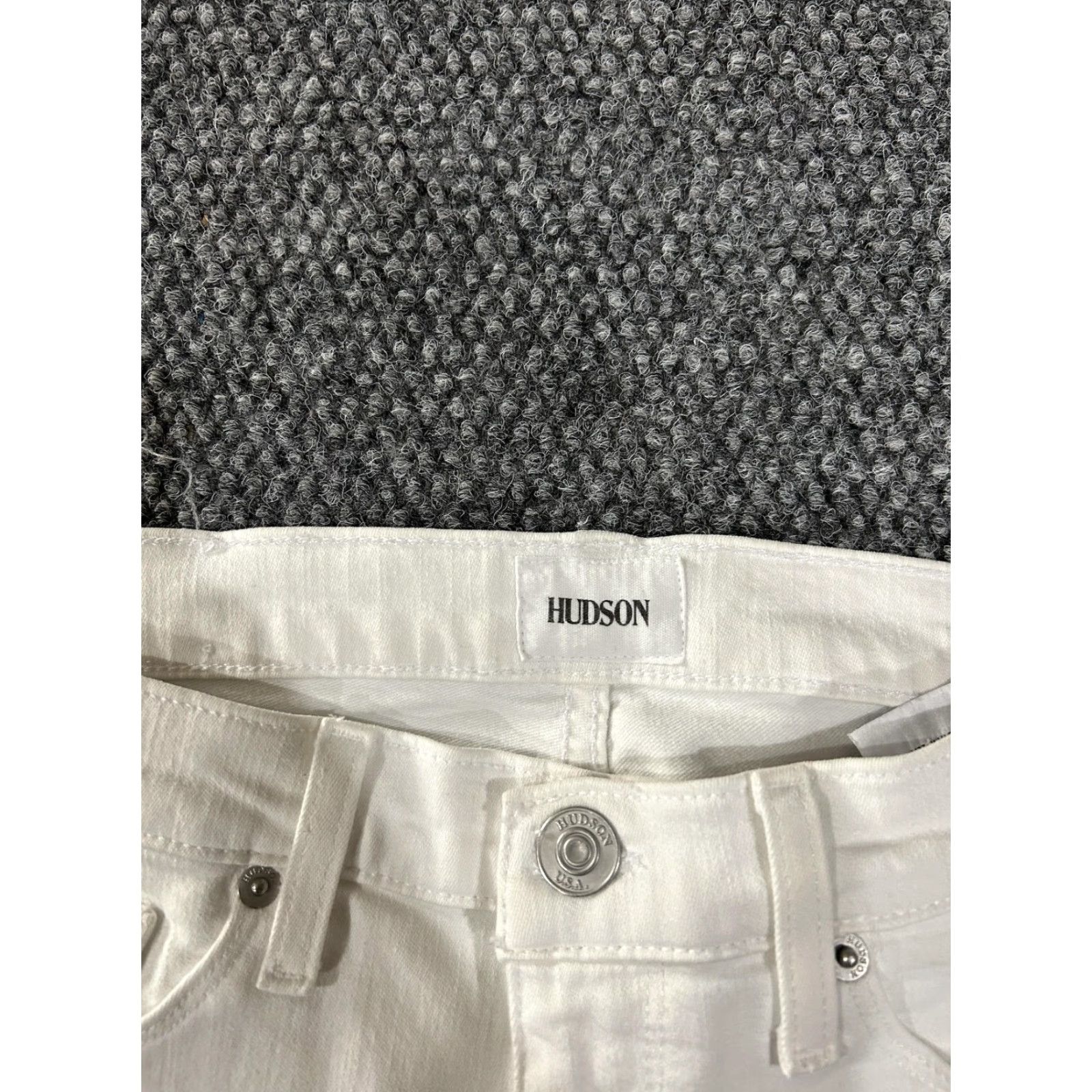 Hudson HUDSON Womens Jeans 27 White High Waist Barbara Super Skinny Ankle Raw Hem Size 27" / US 4 / IT 40 - 3 Thumbnail