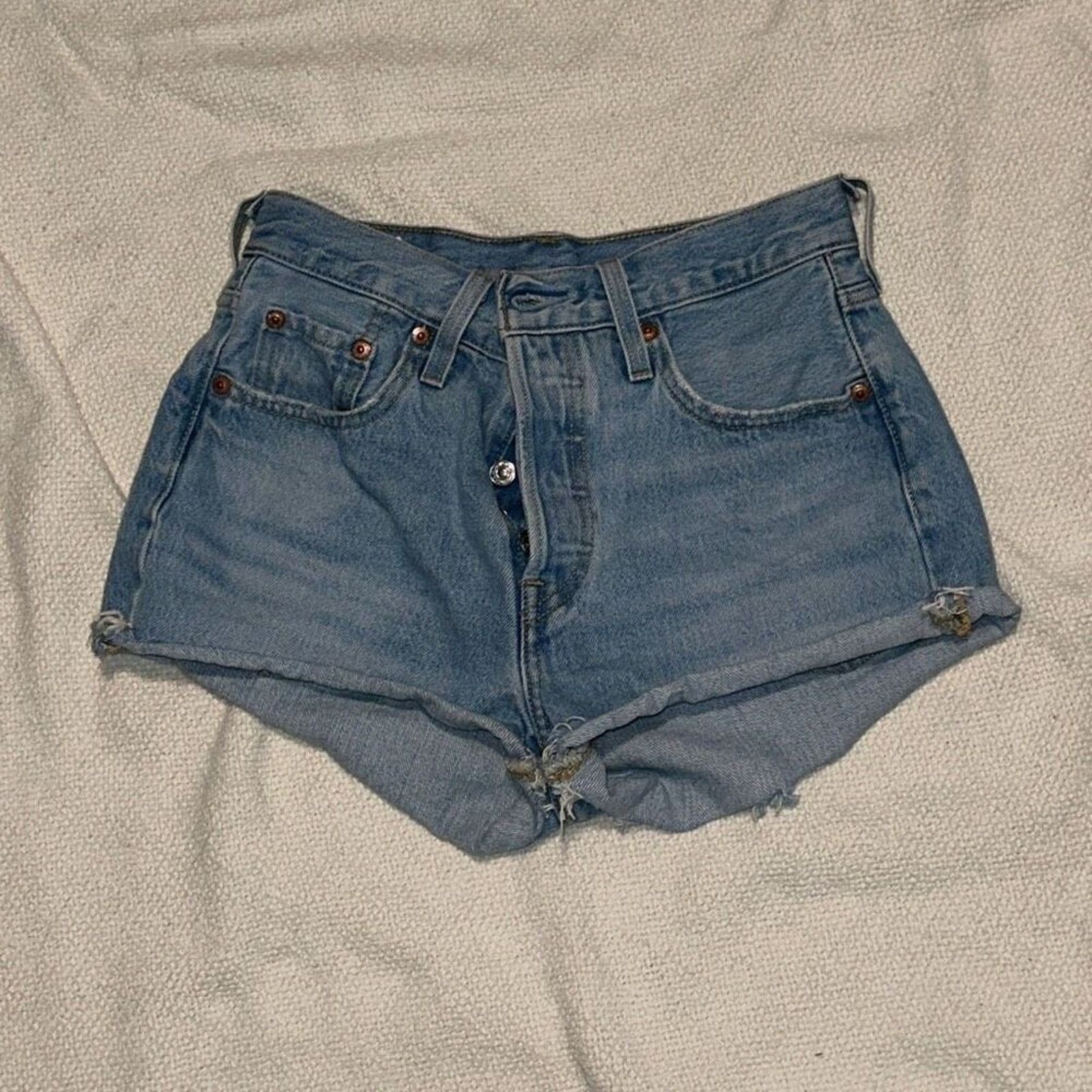 Levi's Levi’s Blue High Waist Cut-Off Denim Shorts | Sz 25 Size 25" / US 0 / IT 36 - 2 Thumbnail