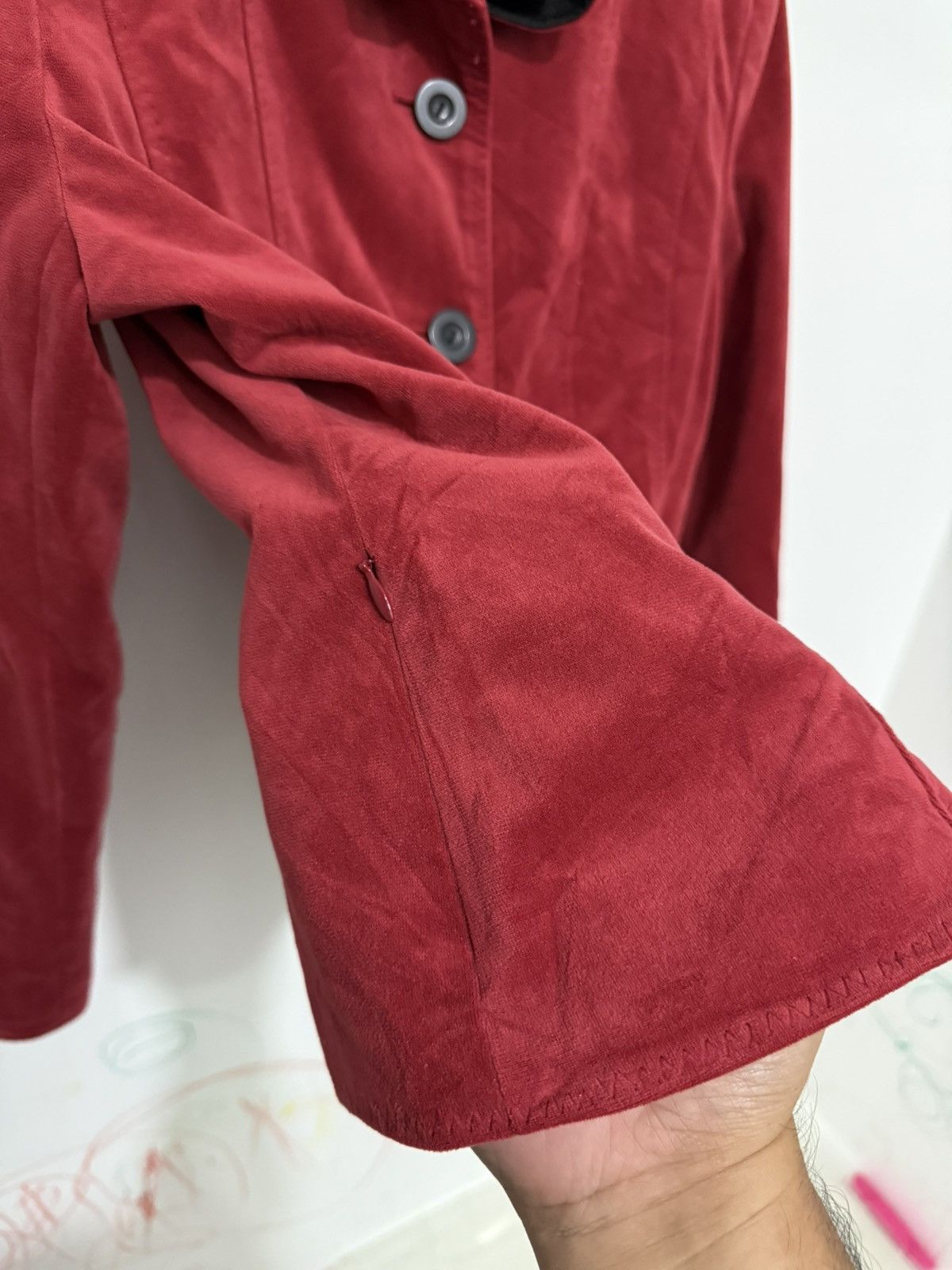 Longchamp Vintage Longchamp Red Velvet Blazer Jacket Size S / US 4 / IT 40 - 6 Thumbnail