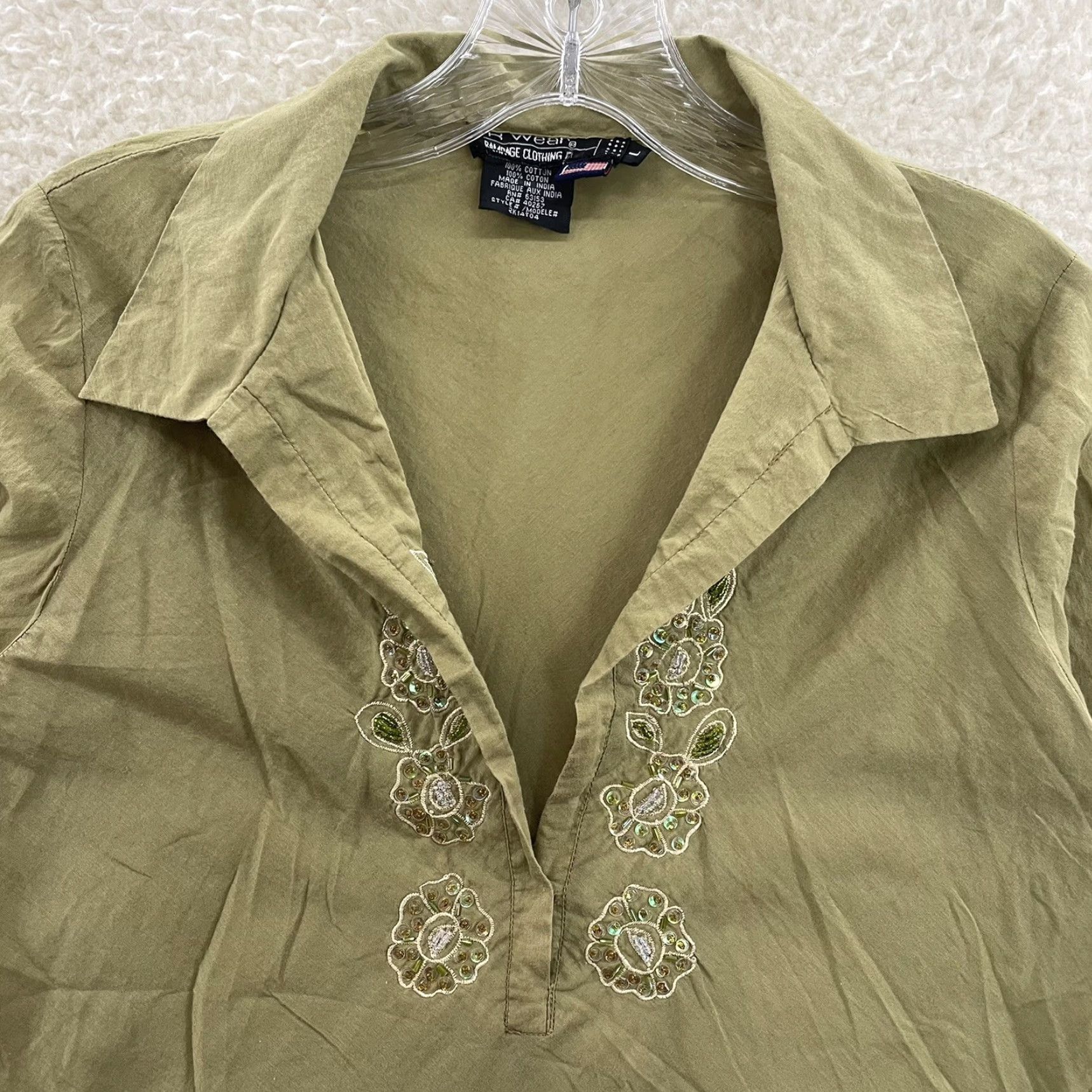 Vintage VINTAGE Rampage Bohemian Floral Embroidered Top Shirt L Green Ladies Mens Womens Size L / US 10 / IT 46 - 3 Thumbnail