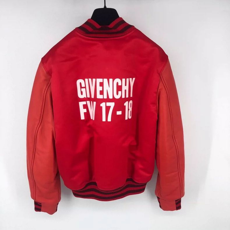 Givenchy Givenchy Red Back Letter Leather Baseball Jacket Size US S / EU 44-46 / 1 - 1 Thumbnail
