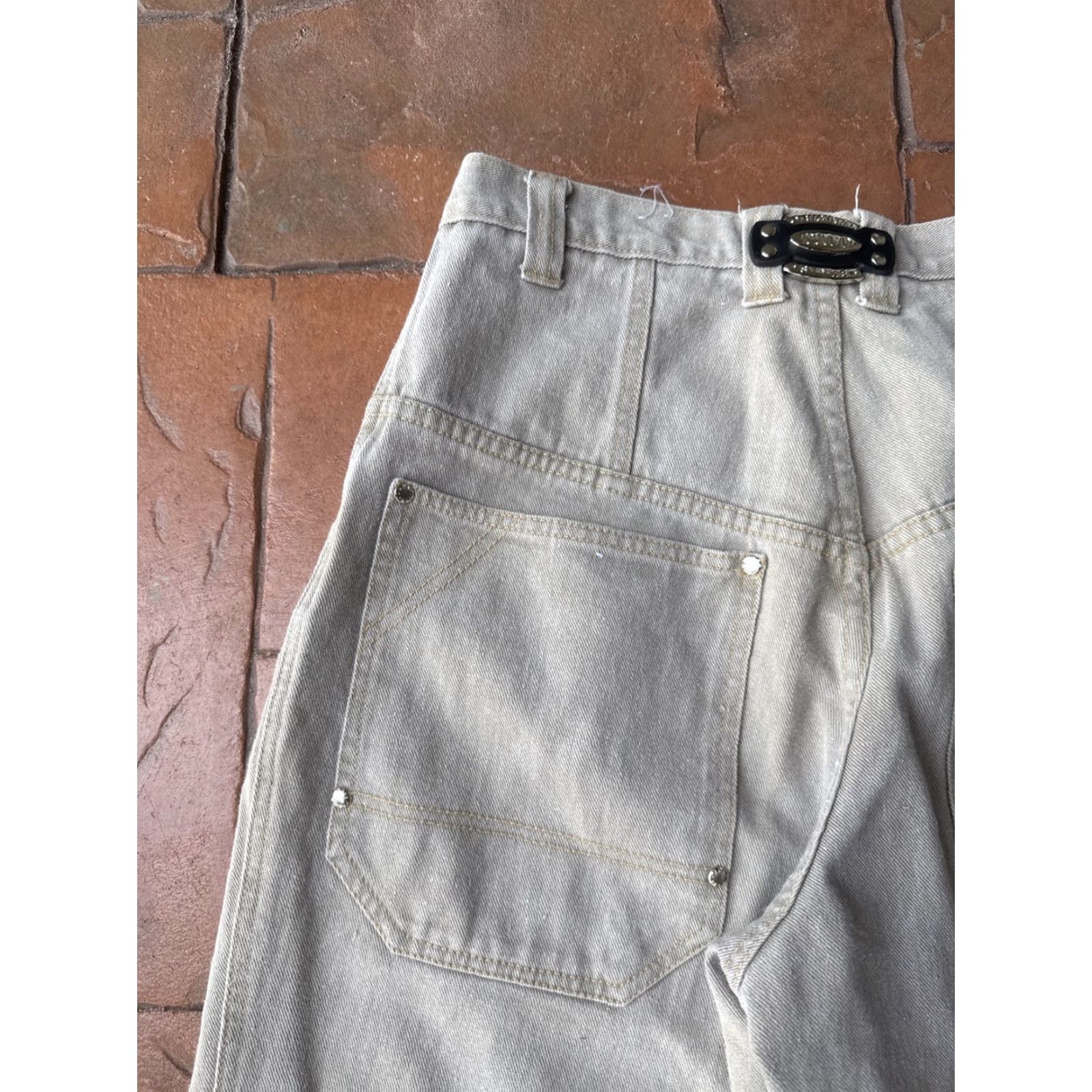 Vintage VINTAGE Paco Baggy Jeans Men 31x32 Hip Hop Skater Grunge Tapered Denim 31 Beige Cotton PACO Jeans Men Size US 31 - 4 Thumbnail