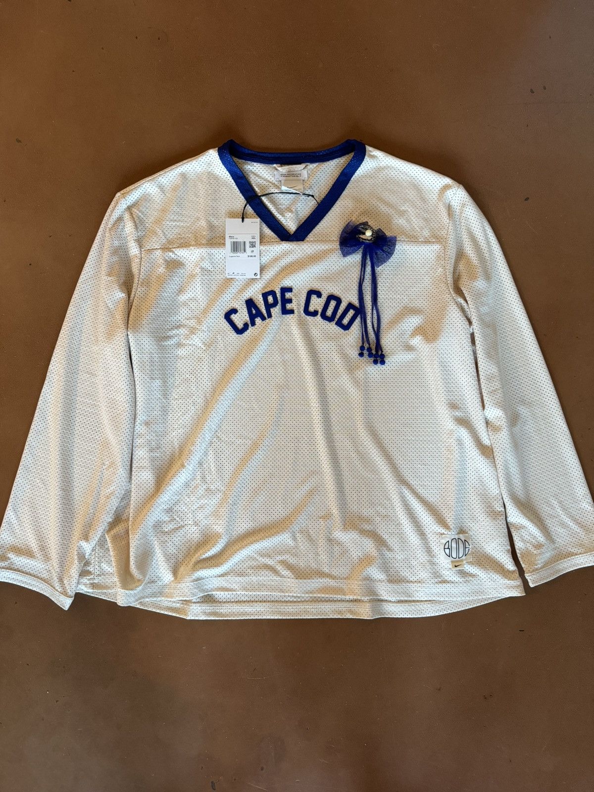 image of Bode x Nike Mesh Cape Cod Long Sleeve Jersey in Cream, Men's (Size 2XL)