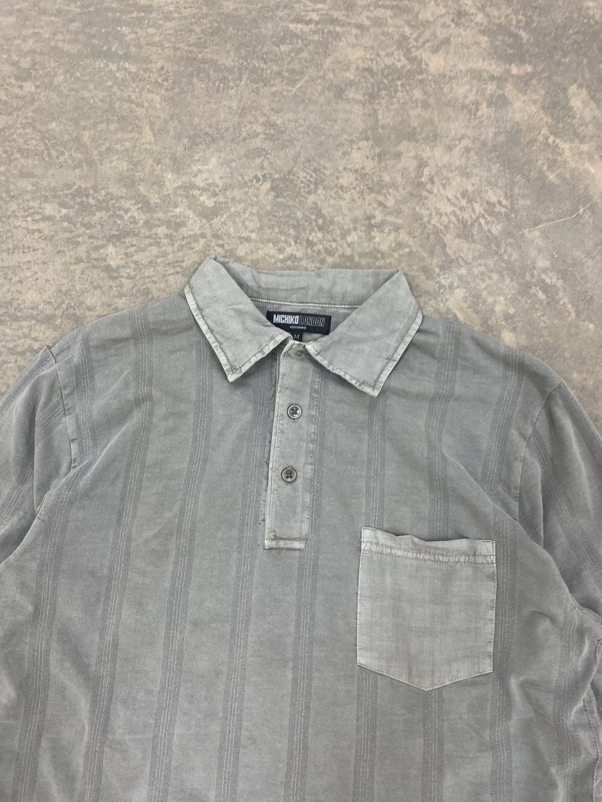 Le Grande Bleu (L.G.B.) MICHIKO LONDON WASHED GREY POLO COLLAR LS Size US M / EU 48-50 / 2 - 4 Thumbnail