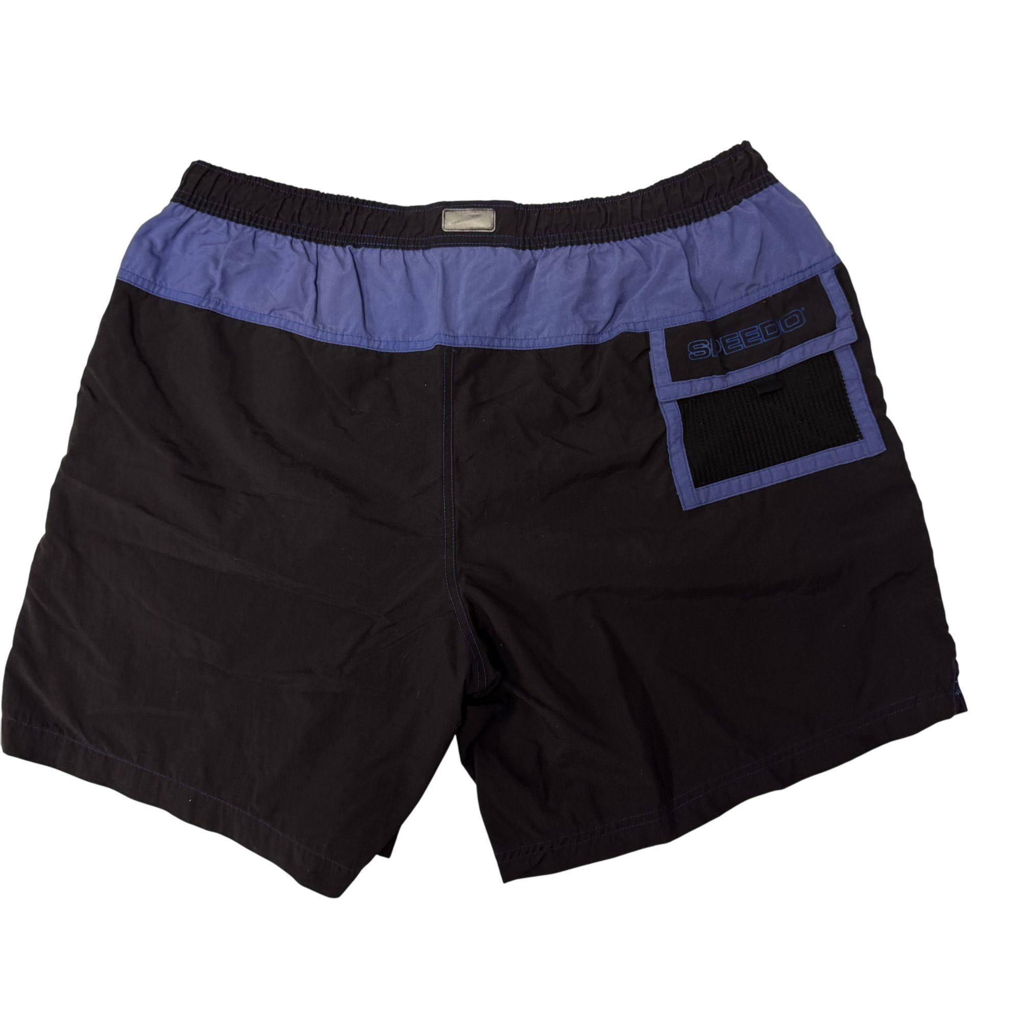 Speedo Vtg Speedo Black Blue Swim Trunks SPELL OUT Logo Shorts Size US 36 / EU 52 - 3 Thumbnail