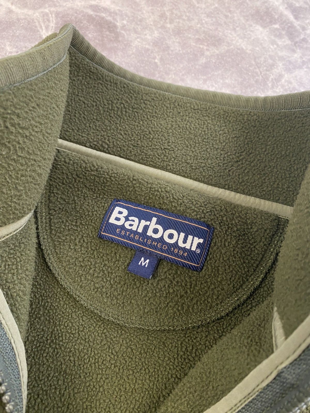 Barbour Barbour Olive Green Light Fleece Jacket With Leather Logo Size US M / EU 48-50 / 2 - 2 Thumbnail