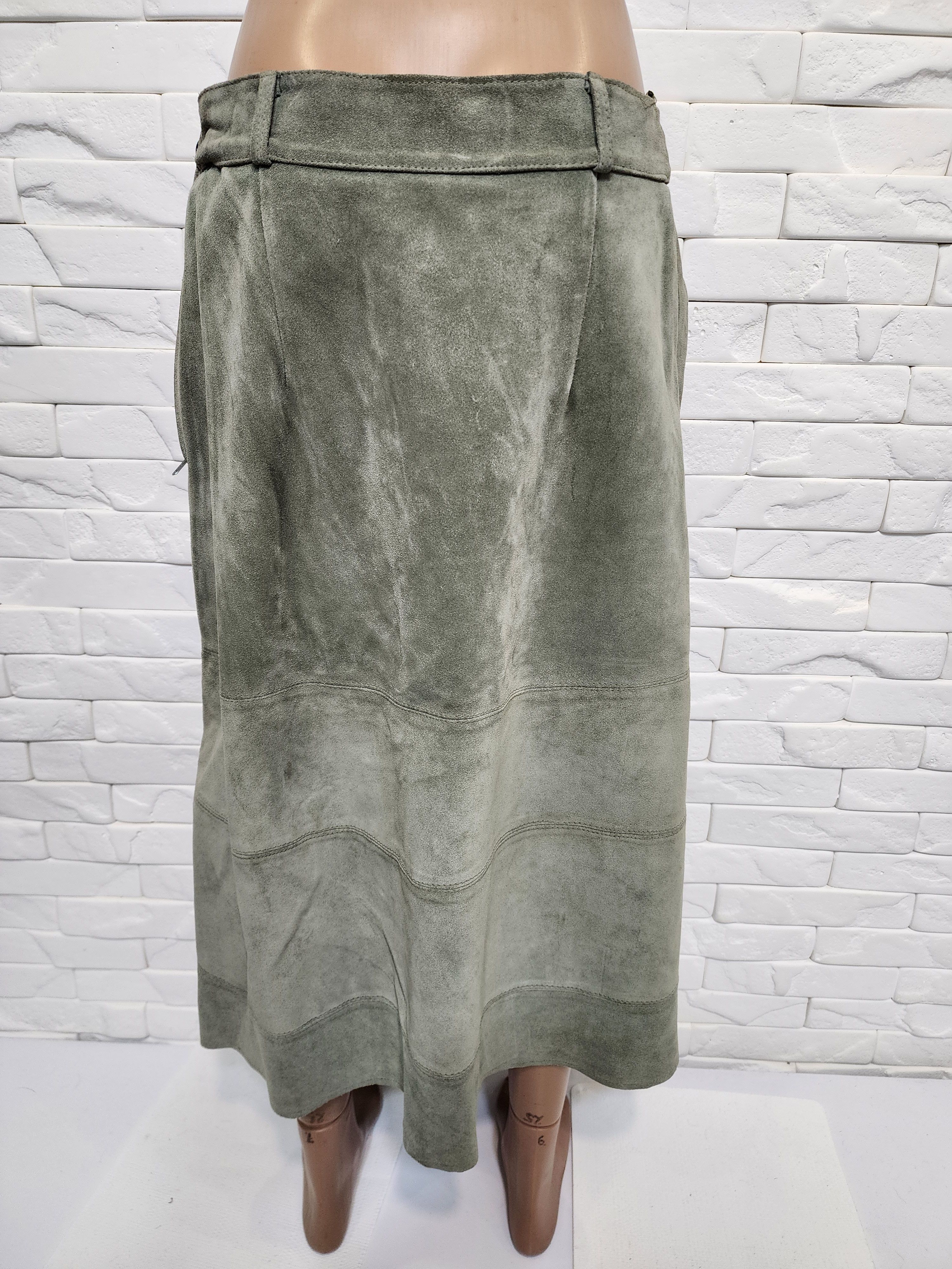 Genuine Leather Gray Suede Maxi Skirt. Size 32" / US 10 / IT 46 - 4 Thumbnail