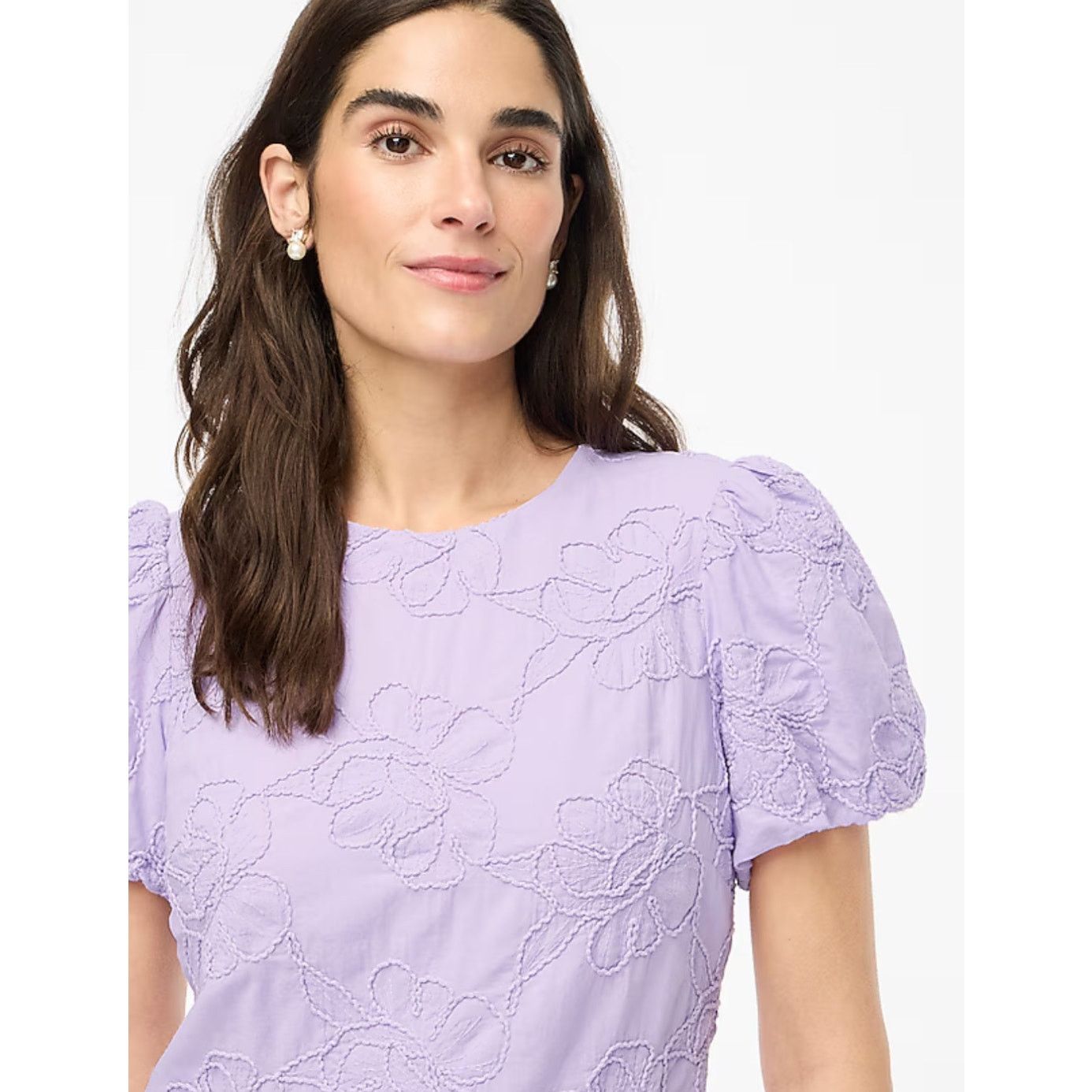J.Crew NWT J.Crew Eyelet Puff Sleeve Mini Dress Lilac Floral Size 0 Size XS / US 0-2 / IT 36-38 - 2 Thumbnail