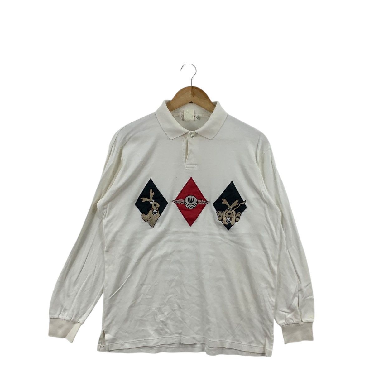 Vintage Vintage MU SPORTS JAPAN Deer Embossed Logo Polo Tee Shirt Size M / US 6-8 / IT 42-44 - 3 Thumbnail