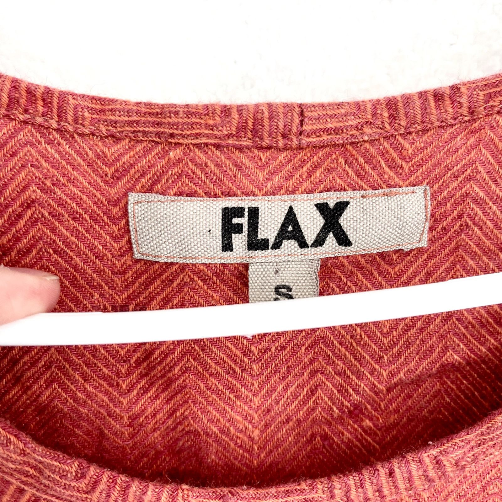 FLAX Flax Coral Linen Lightweight 3/4 Sleeve Swoop Neck Top - S Size S / US 4 / IT 40 - 2 Thumbnail