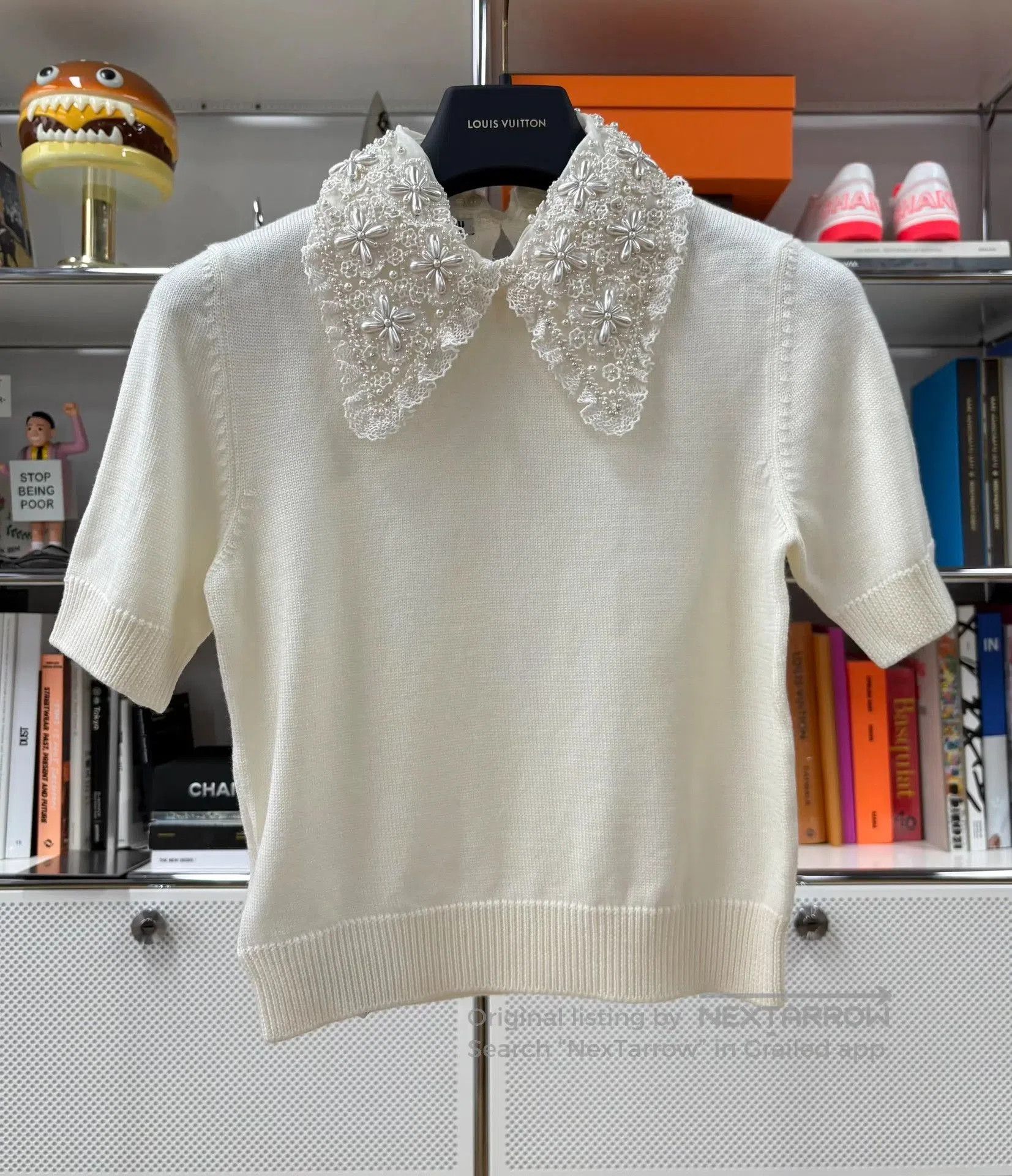 Miu Miu Miumiu Detachable Embroidered Beaded Collar Knit Top. Size XS / US 0-2 / IT 36-38 - 1 Thumbnail