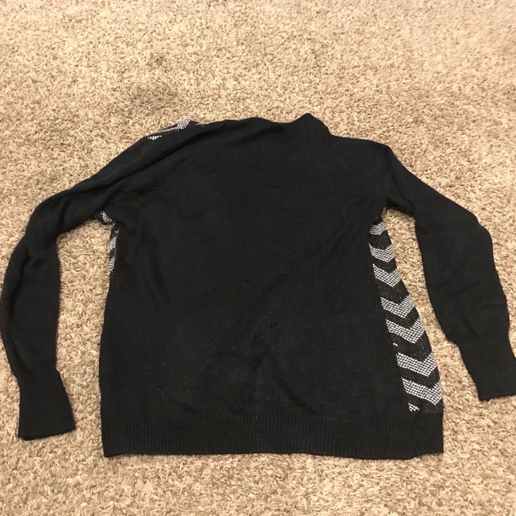 Vintage Candies Cardigan Womens XL Black White Open Acrylic Knit Long Sleeve A32 Size XL / US 12-14 / IT 48-50 - 4 Thumbnail