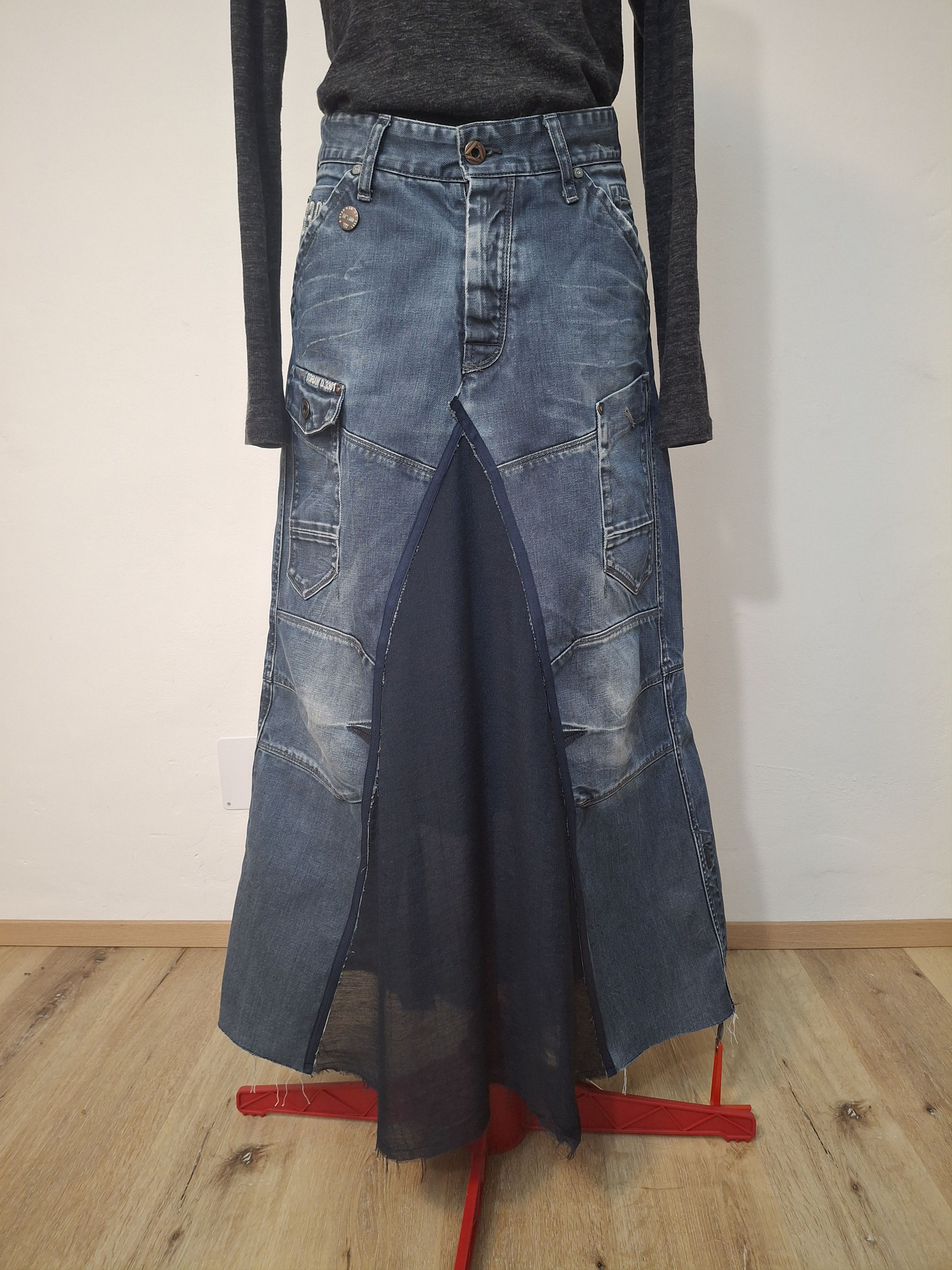 G-Star G-Star RAW Archive Y2K Reworked Denim Maxi Skirt 33" Size 33" - 1 Thumbnail