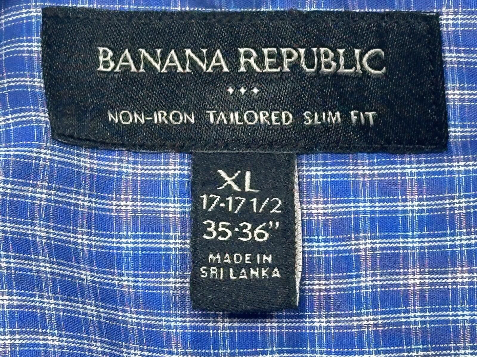 Banana Republic Banana Republic Non-Iron Check Slim Button Up Blue Mens XL Size US XL / EU 56 / 4 - 6 Thumbnail