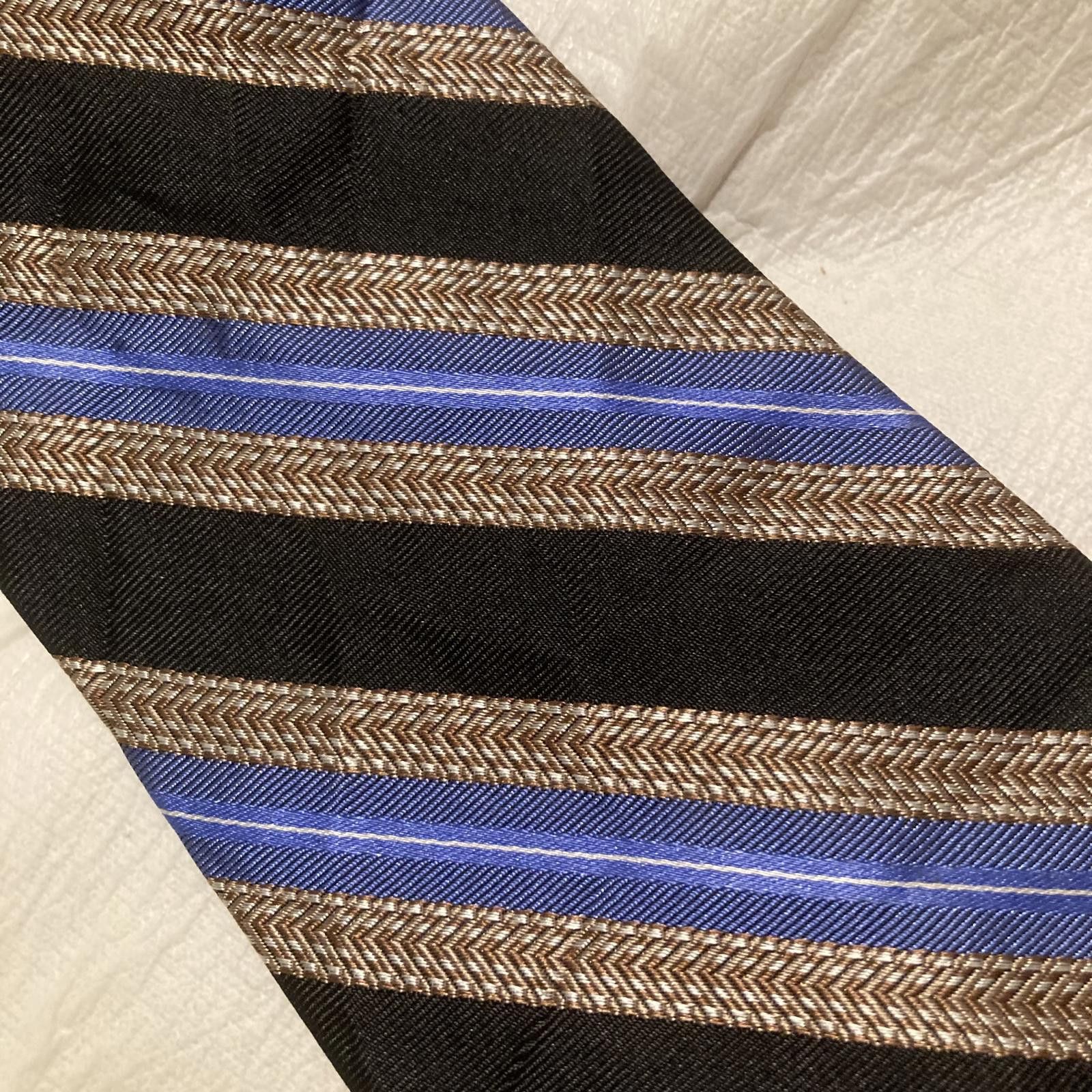 Pronto Uomo NWOT Pronto Uomo Blue/Black Stripe 100% Silk Tie Size ONE SIZE - 2 Thumbnail