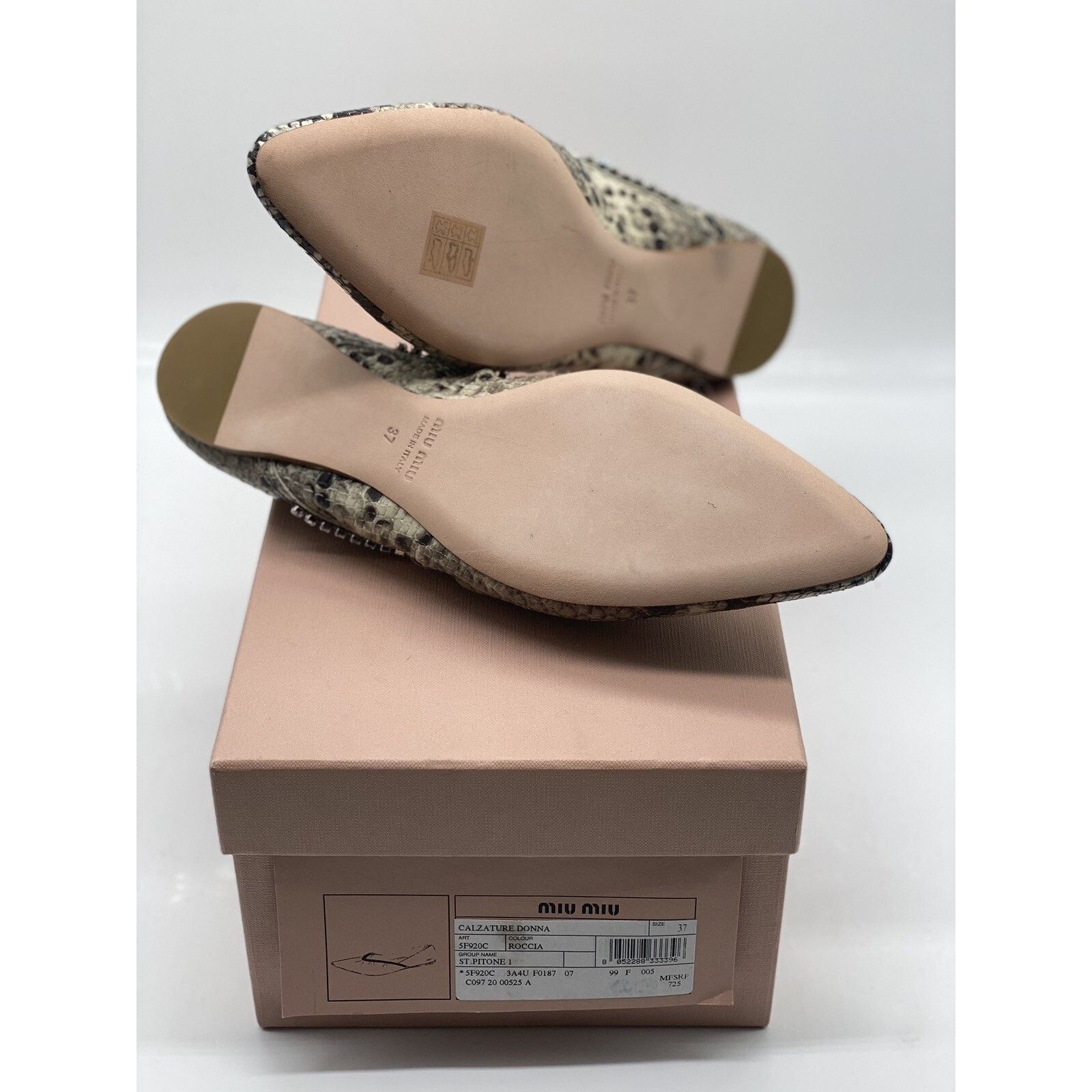Miu Miu Miu Miu Python Print Flats sz. 37 eu Size US 7 / IT 37 - 5 Thumbnail
